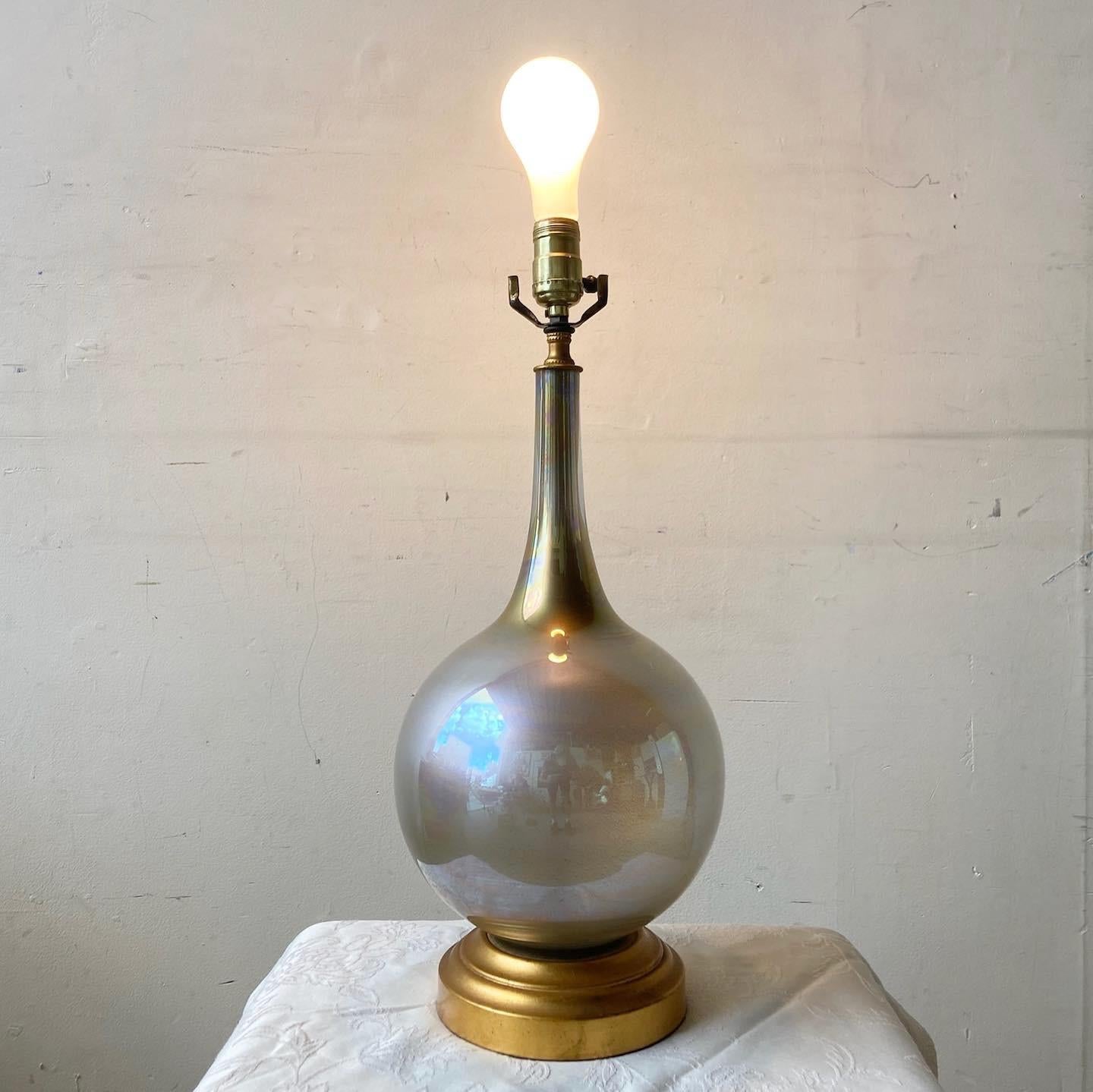 Mid-Century Modern Silver and Gold Glass Table Lamp In Good Condition In Delray Beach, FL