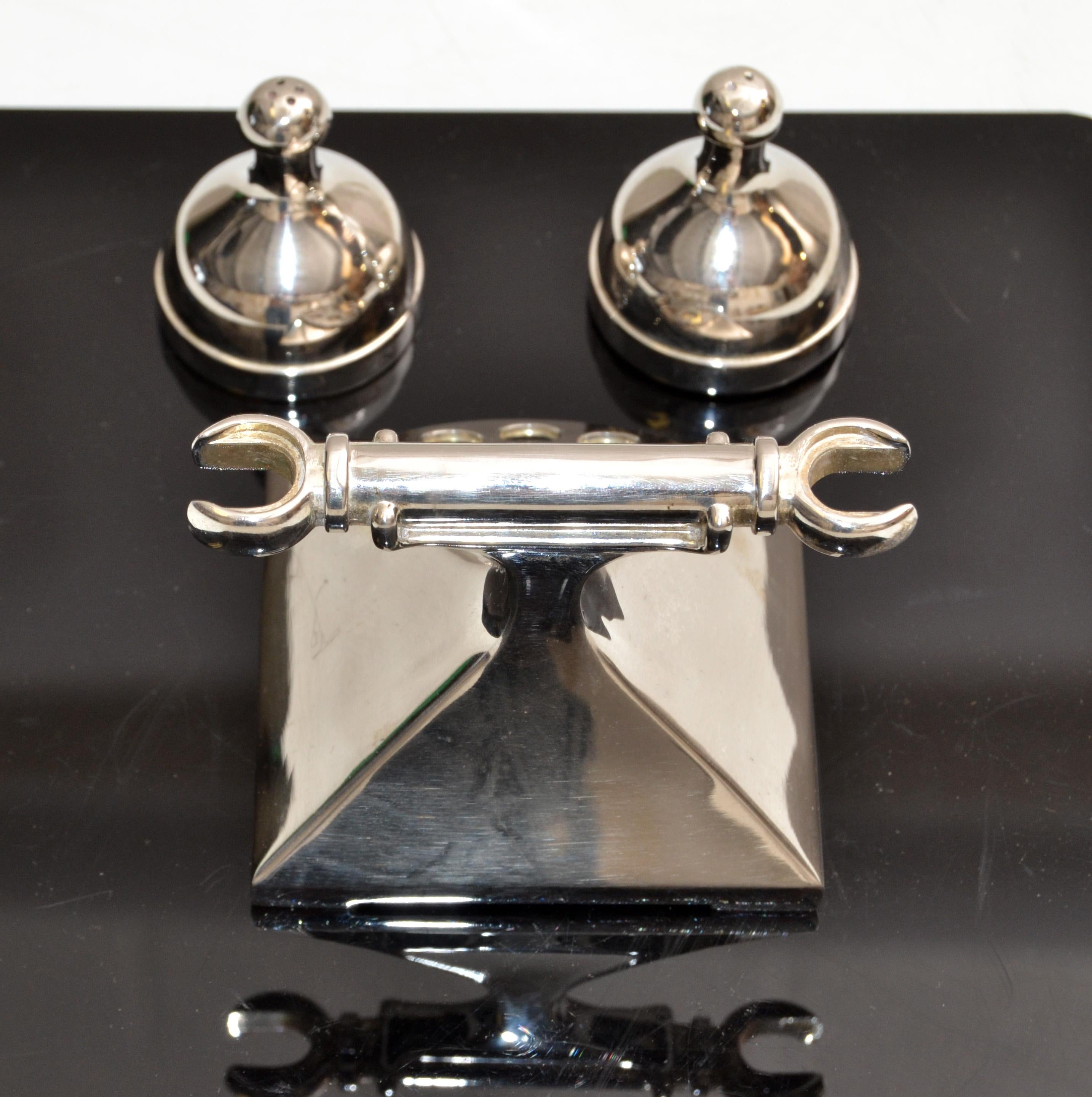 Mid-Century Modern Silver Antique Telephone Salt & Pepper Shaker 4