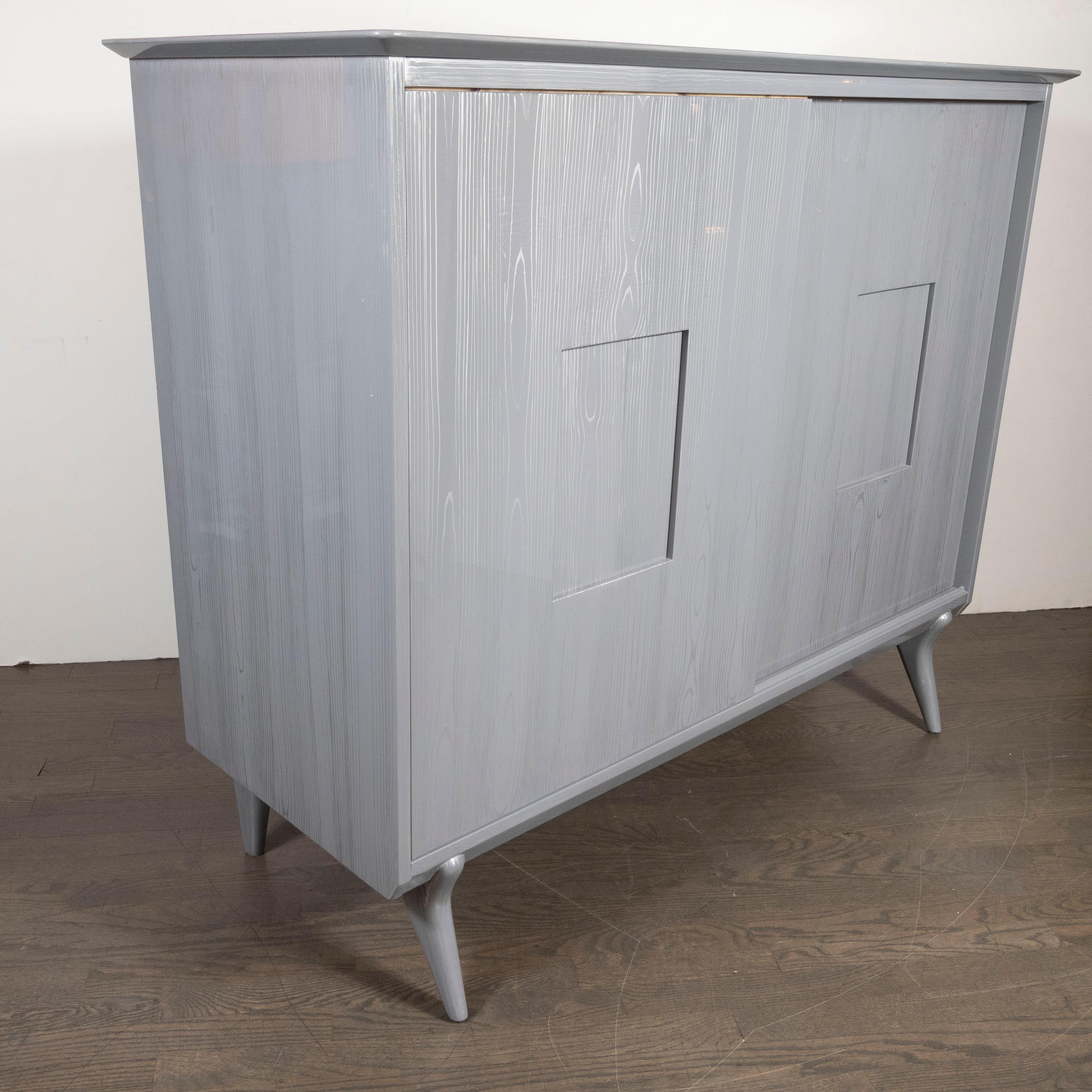 Mid-20th Century Mid-Century Modern Silver Cerused Oak Cabinet by John Stuart Inc. For Sale