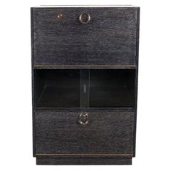 Mid-Century Modern Silver Cerused Oak Dry Bar with Nickeled Pulls