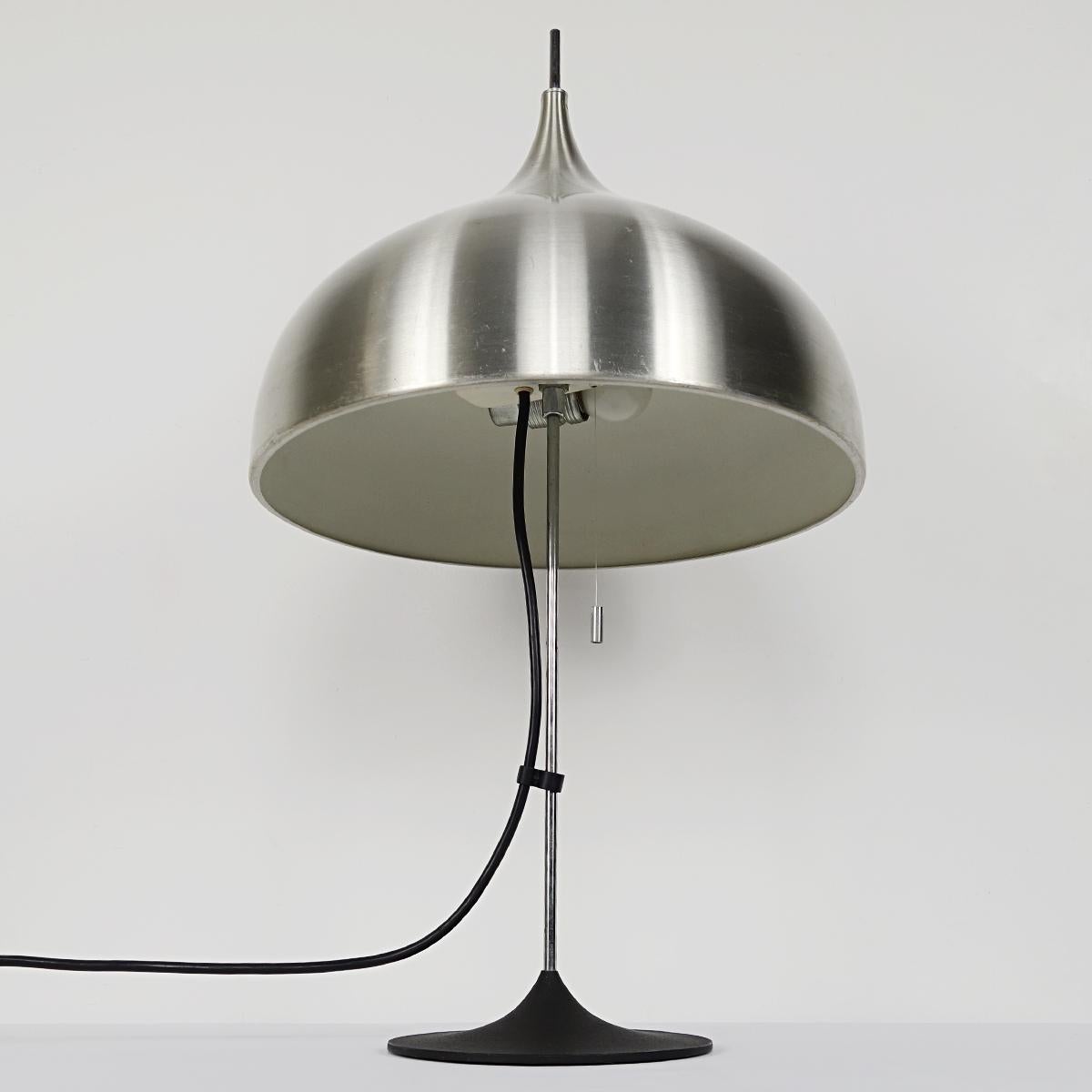 German Mid-Century Modern Silver Colored Mushroom Shaped Table Lamp by Doria For Sale