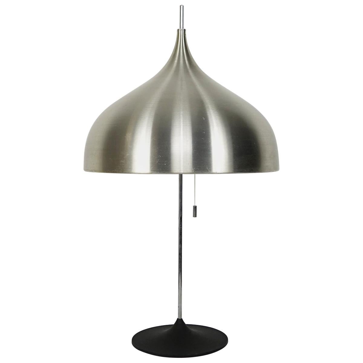 Mid-Century Modern Silver Colored Mushroom Shaped Table Lamp by Doria For Sale