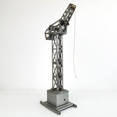 Mid-Century Modern Silver Colored Tinplate Miniature Crane