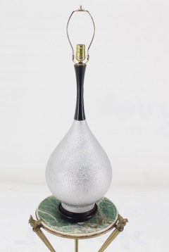 Mid Century Modern Silver Leaf Finish Table Lamp with Onion Shape MINT!