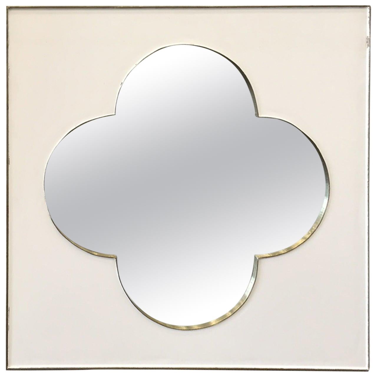 Mid-Century Modern Silver Metal Framed Mirror For Sale