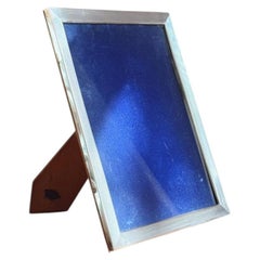 Mid-Century Modern Silver Photo Frame, Wood Stand, Italy, Circa 1940s