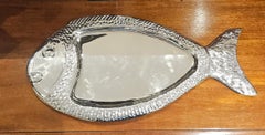 Valenti Mid Century Modern Silver Plate Fish Serving Platter, Spain, c. 1970