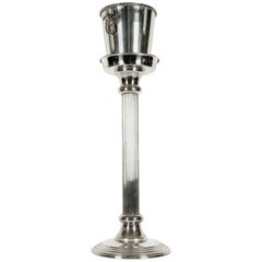 Mid-Century Modern Silver Plate Ice Bucket/Wine Cooler on Stand
