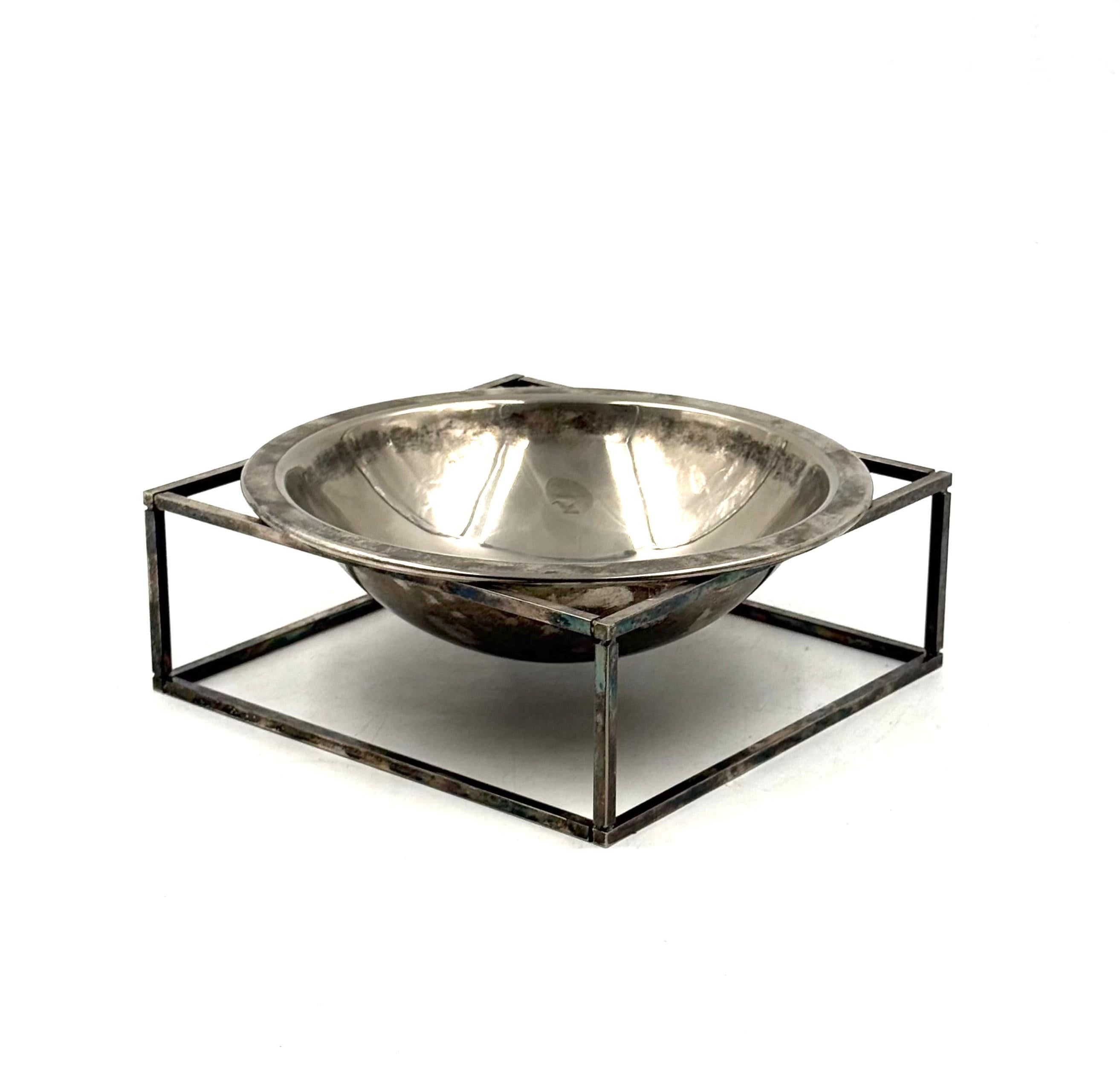 Mid-century modern silver-plated bowl / vide poche, PM Italy 1970s For Sale 3