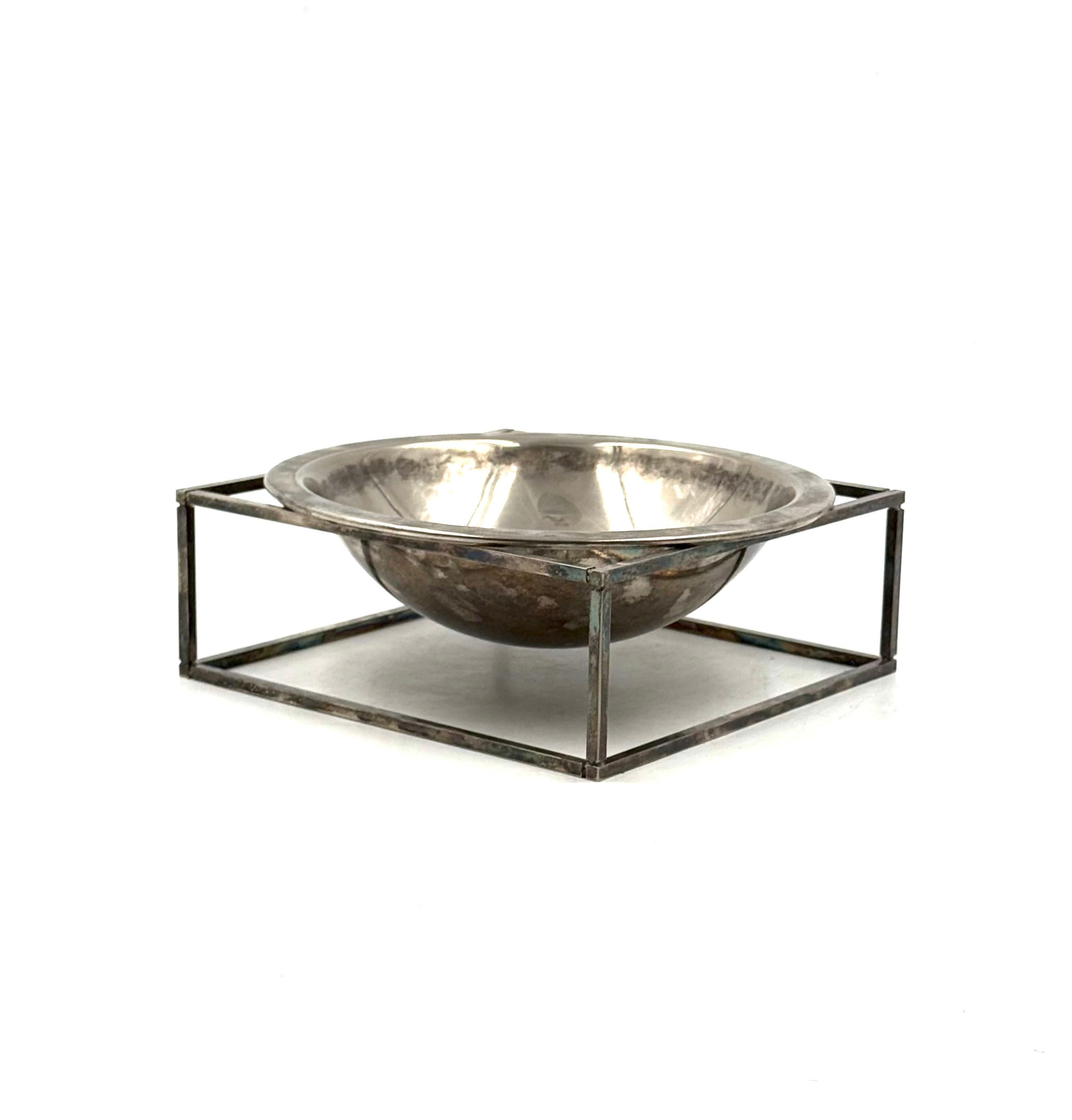 Mid-century modern silver-plated bowl / vide poche, PM Italy 1970s For Sale 4
