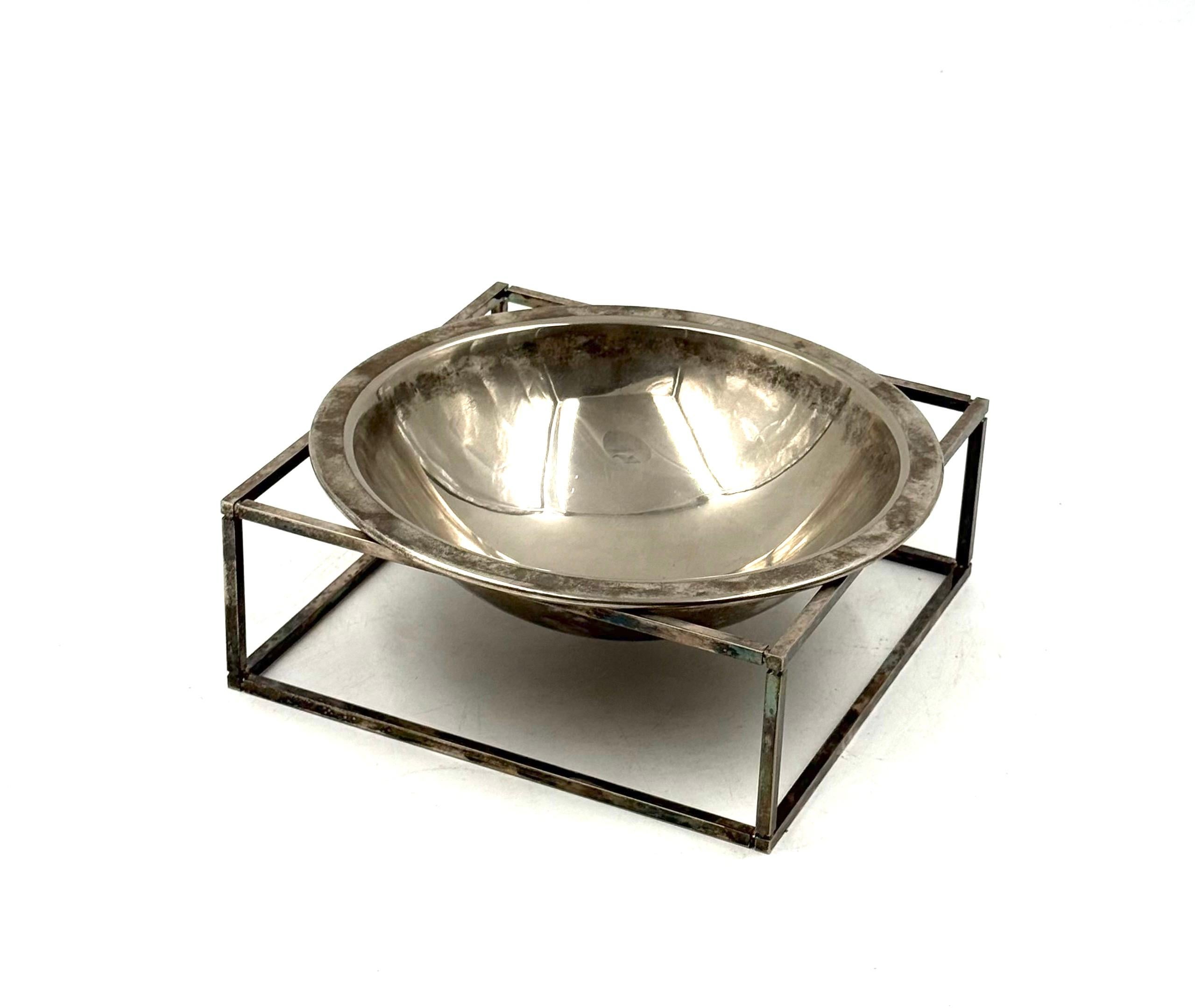 Mid-century modern silver-plated bowl / vide poche, PM Italy 1970s For Sale 5