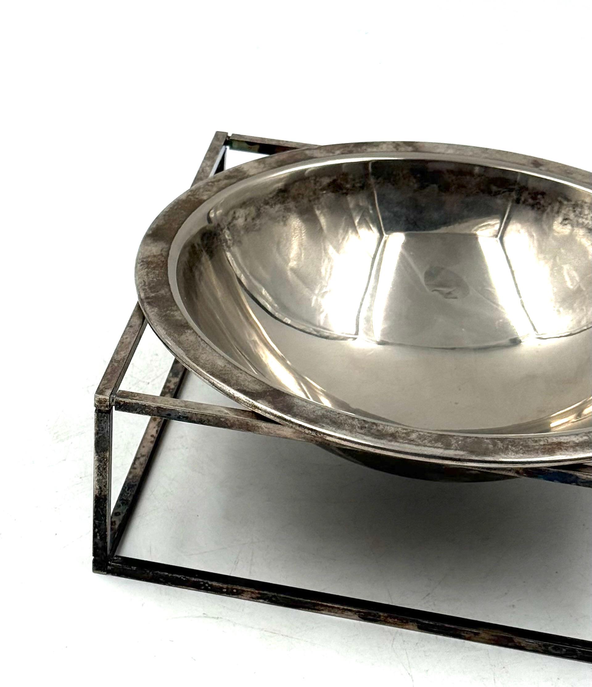 Mid-century modern silver-plated bowl / vide poche, PM Italy 1970s For Sale 6