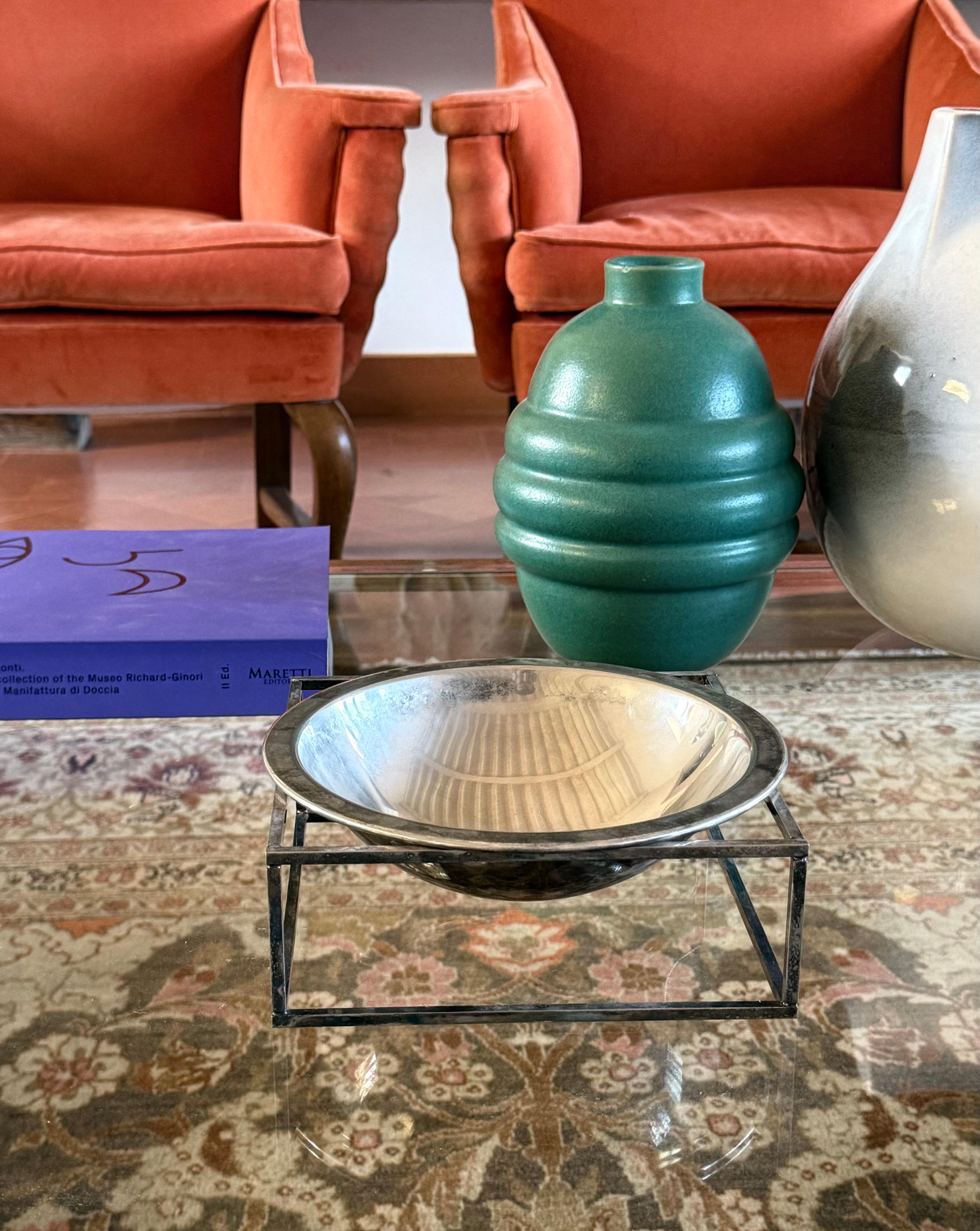Italian Mid-century modern silver-plated bowl / vide poche, PM Italy 1970s For Sale