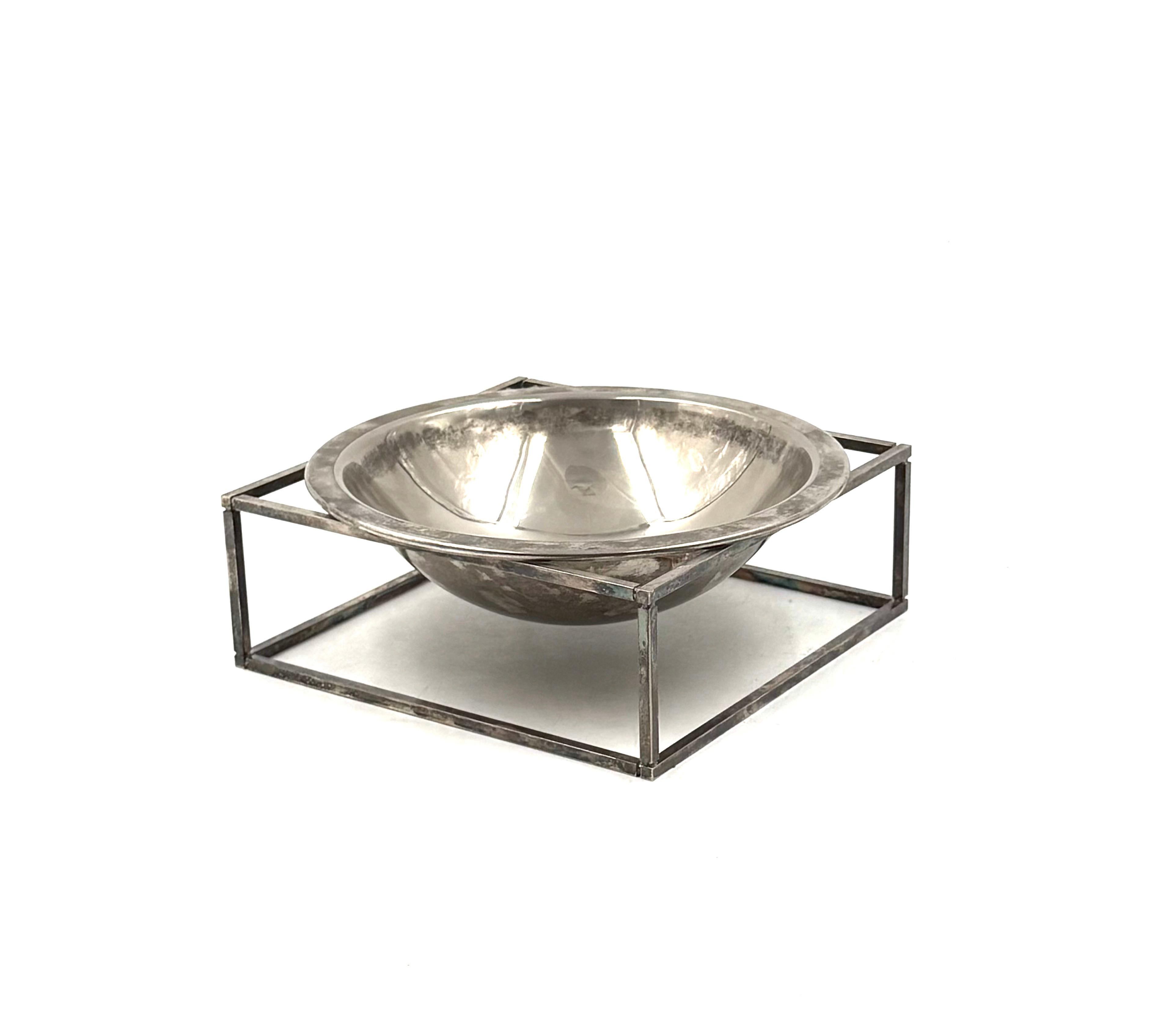Mid-century modern silver-plated bowl / vide poche, PM Italy 1970s For Sale 1