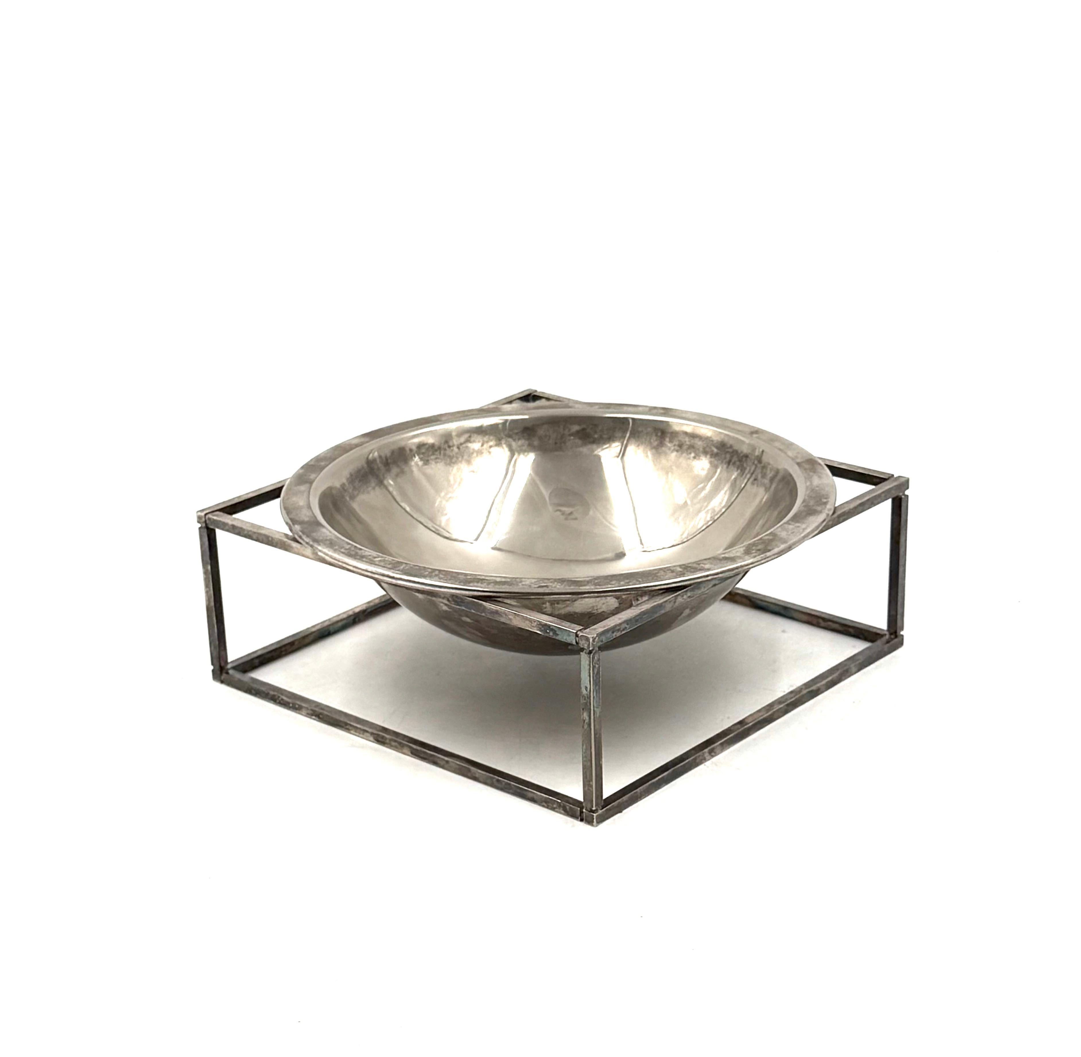 Mid-century modern silver-plated bowl / vide poche, PM Italy 1970s For Sale 2