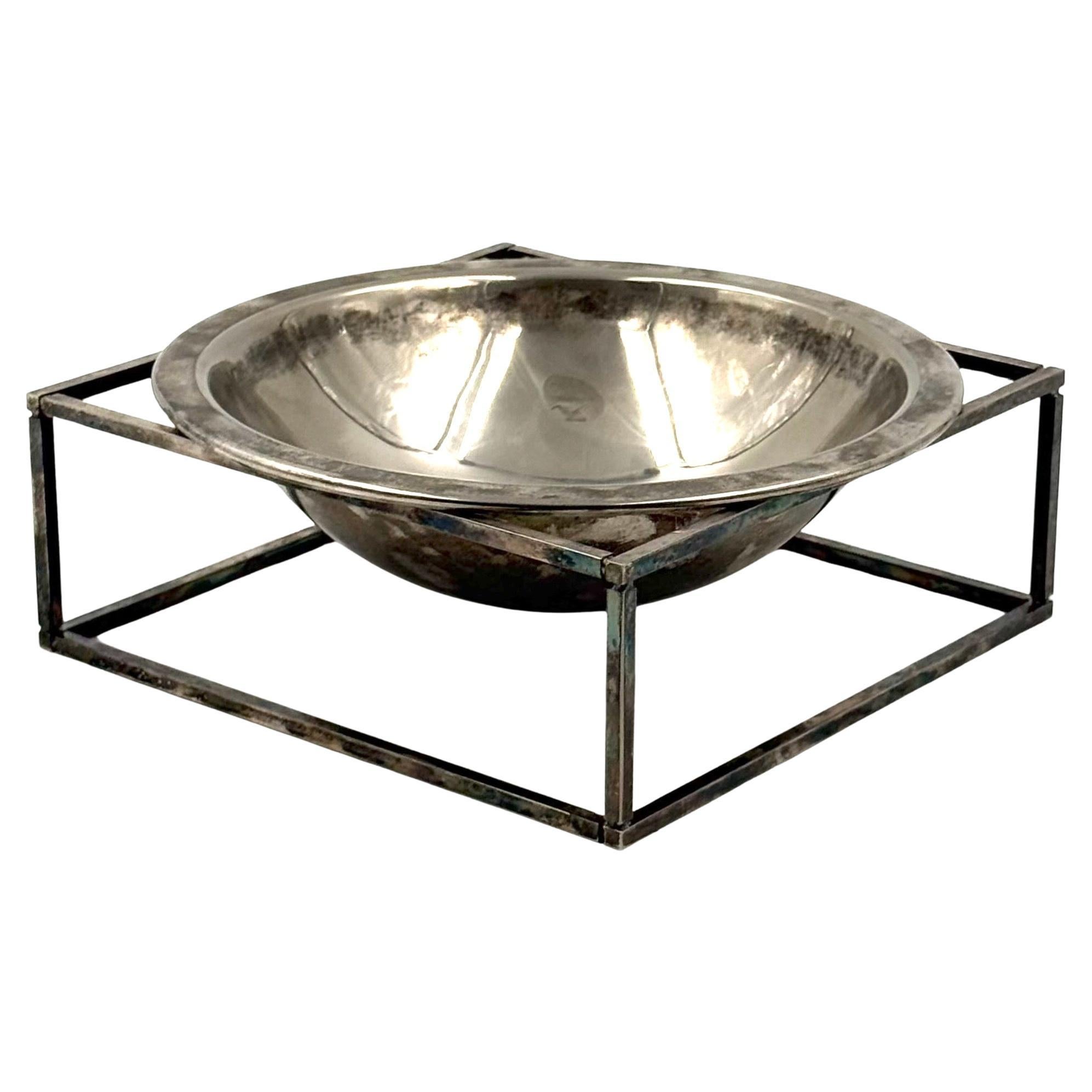 Mid-century modern silver-plated bowl / vide poche, PM Italy 1970s