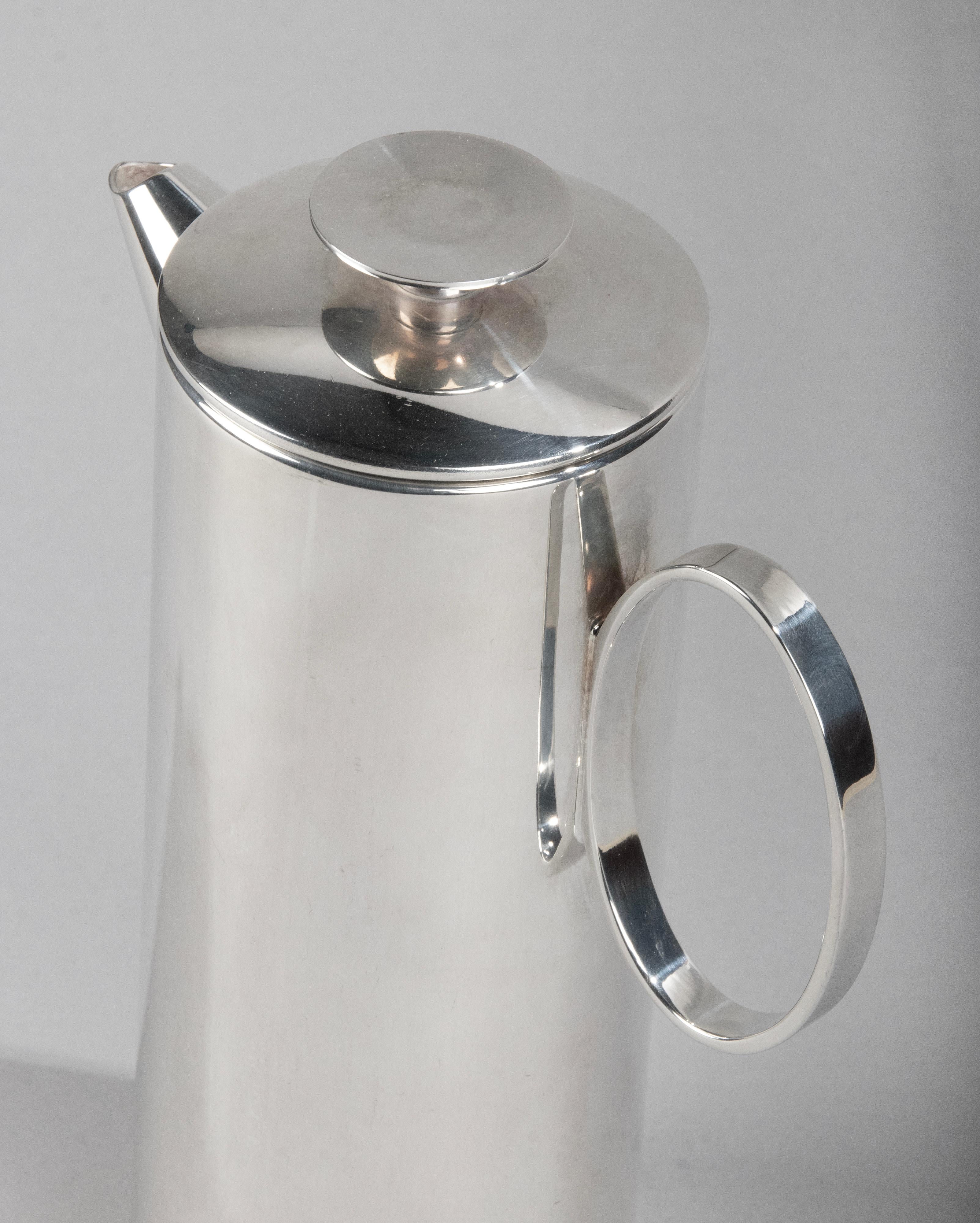French Mid-Century Modern Silver Plated Coffee Pot made by Christofle, Lino Sabattini For Sale