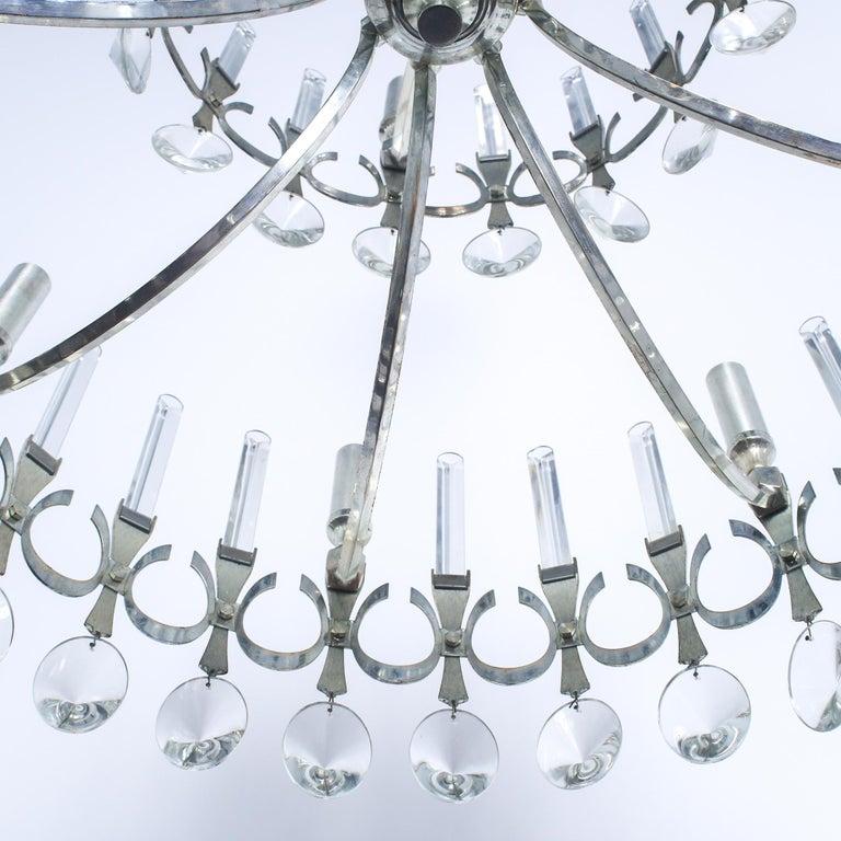 Mid-Century moderno Lampadario moderno di metà secolo in cristallo placcato argento, Gaetano Sciolari Italia 1960 in vendita