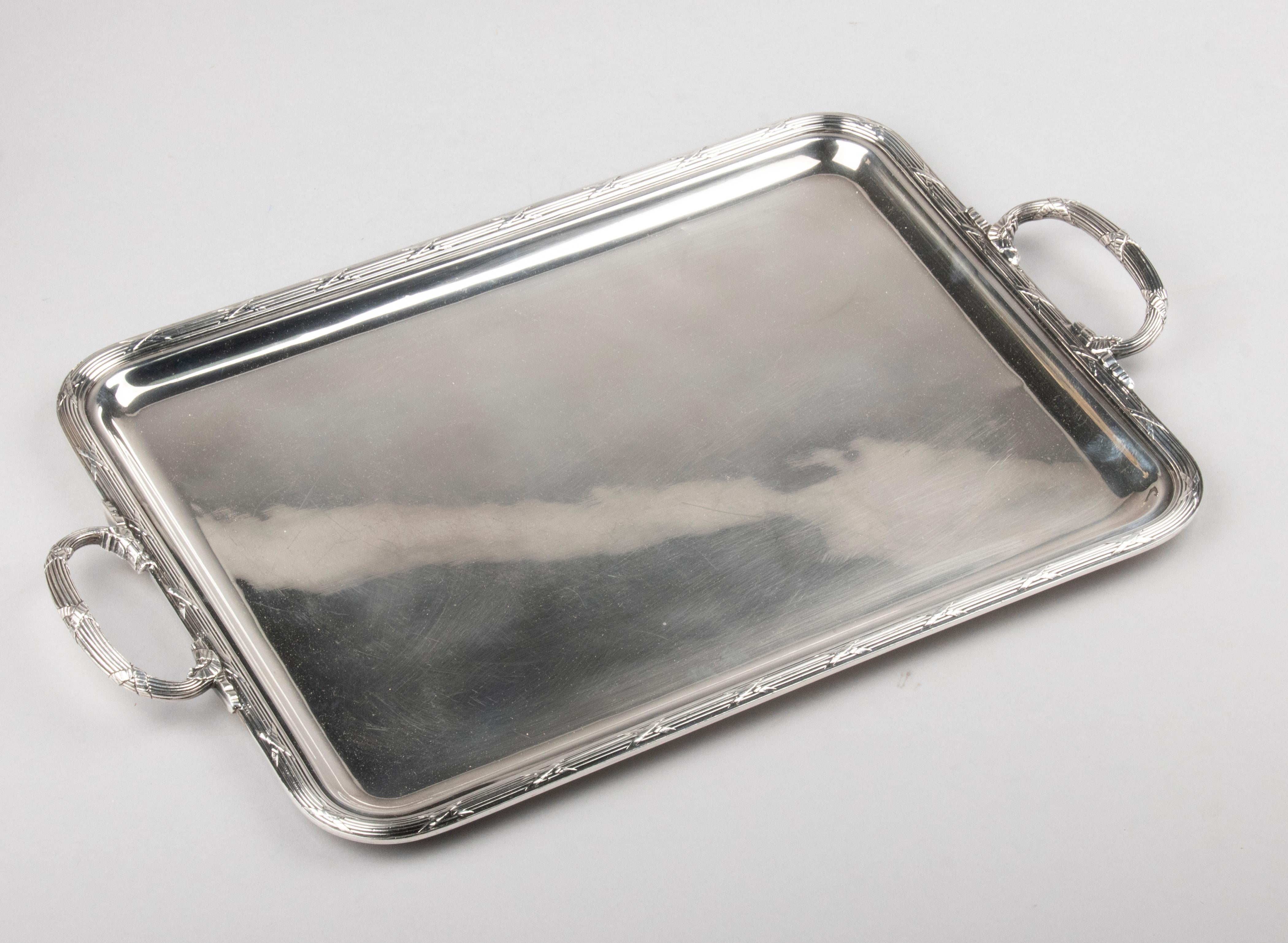 Mid-Century Modern Silver Plated Serving Tray Made by Christofle France 6