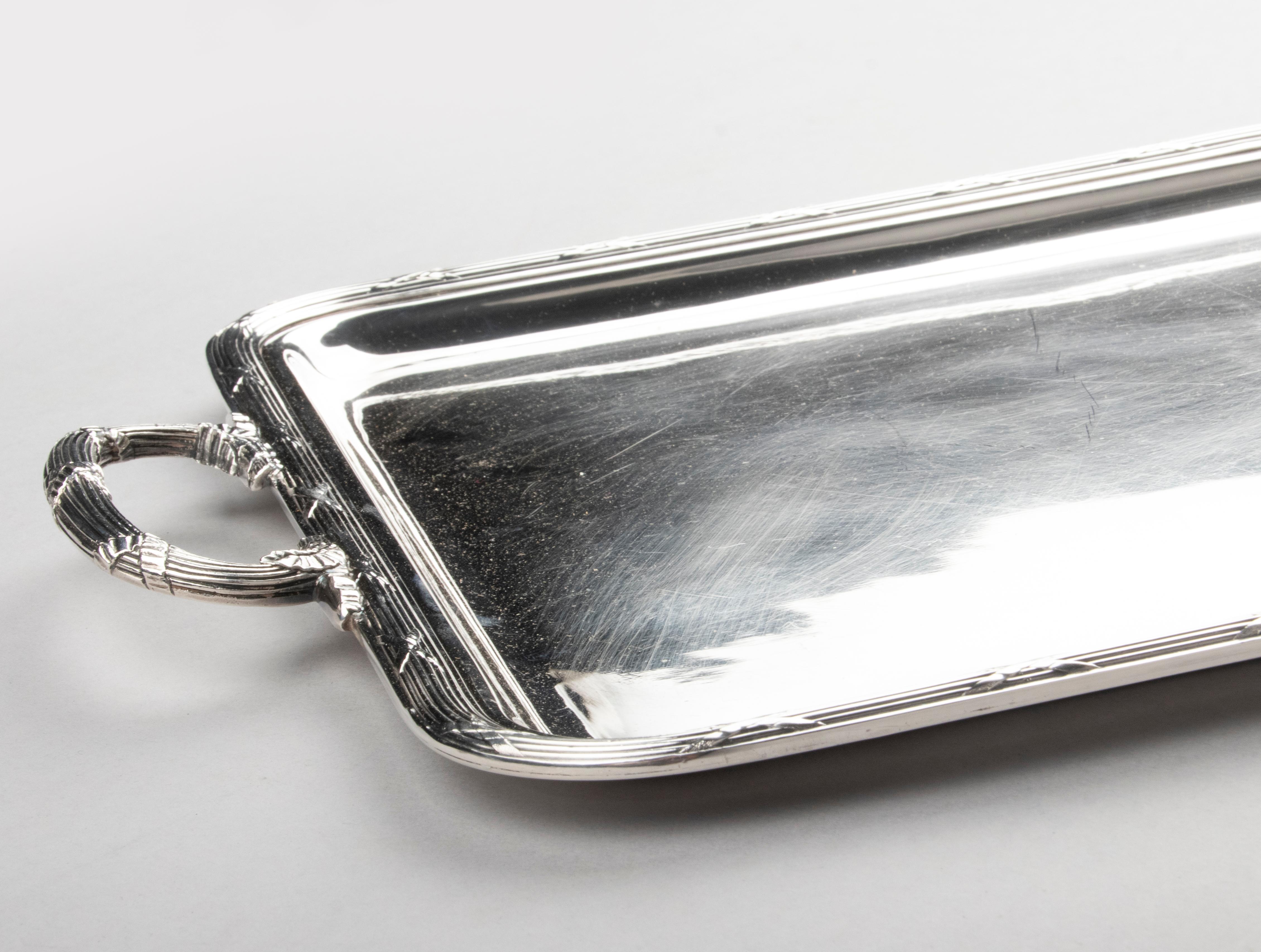 Mid-Century Modern Silver Plated Serving Tray Made by Christofle France 10
