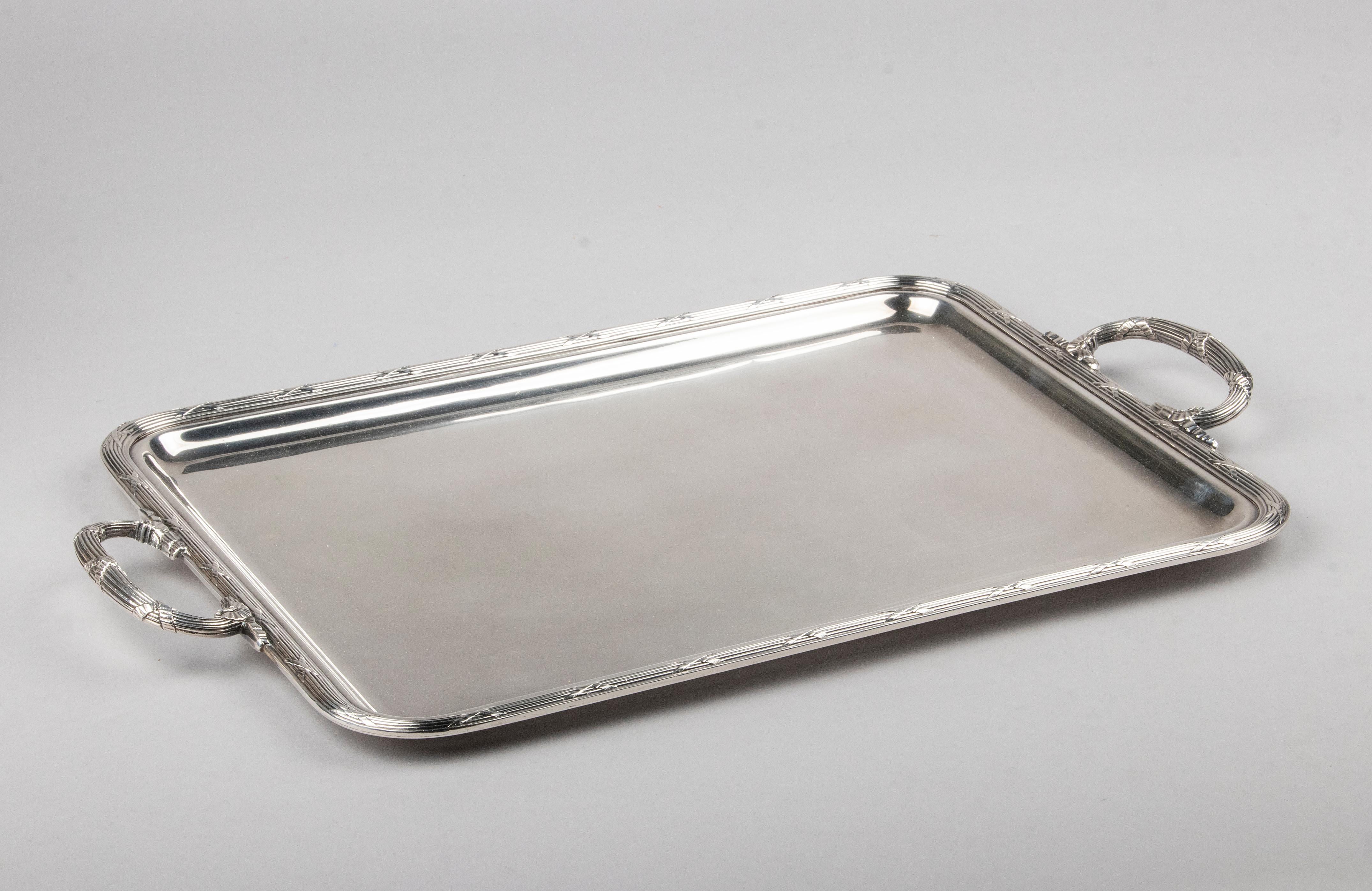 Mid-Century Modern Silver Plated Serving Tray Made by Christofle France 1