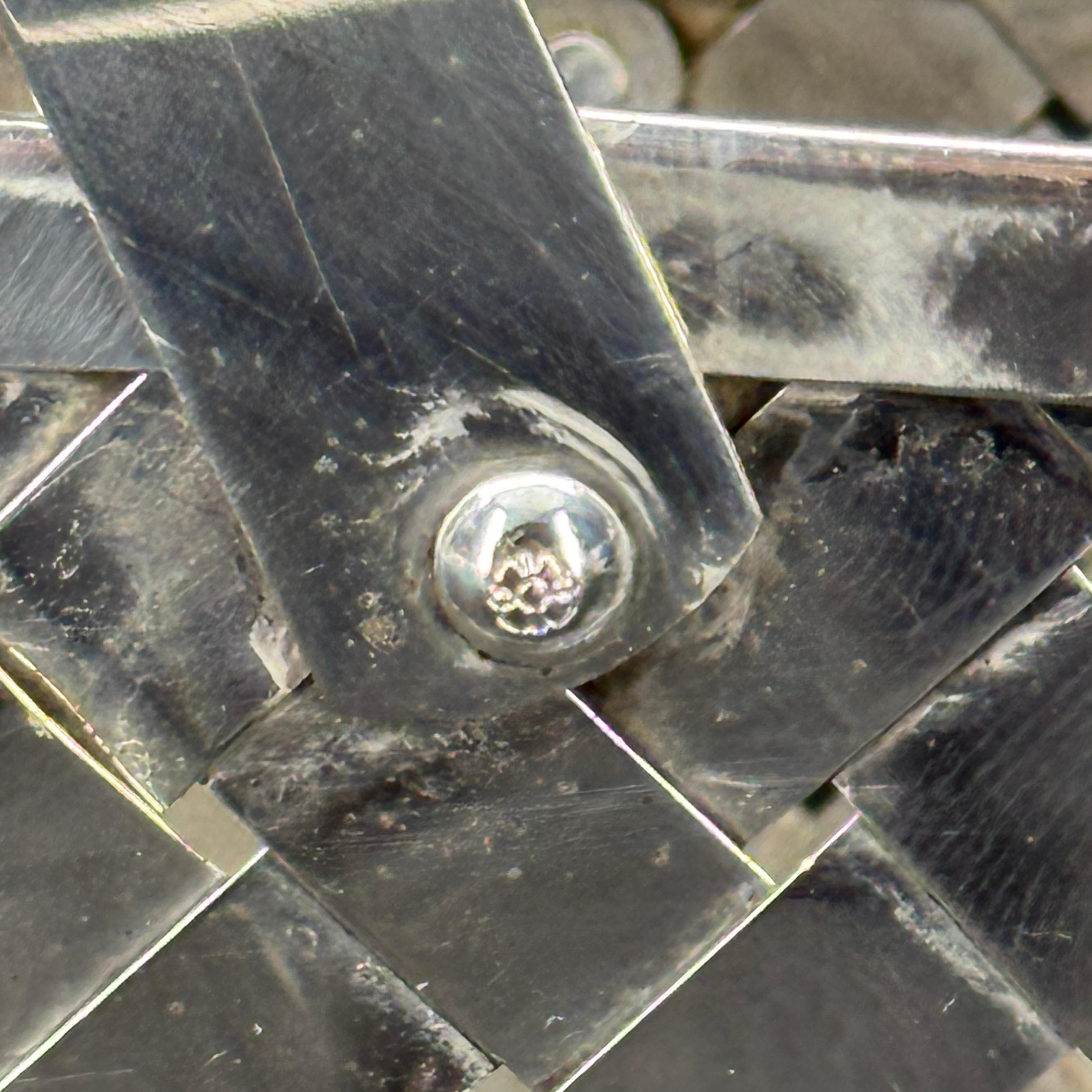 Mid-Century Modern Silver Rectangular Woven Basket For Sale 6