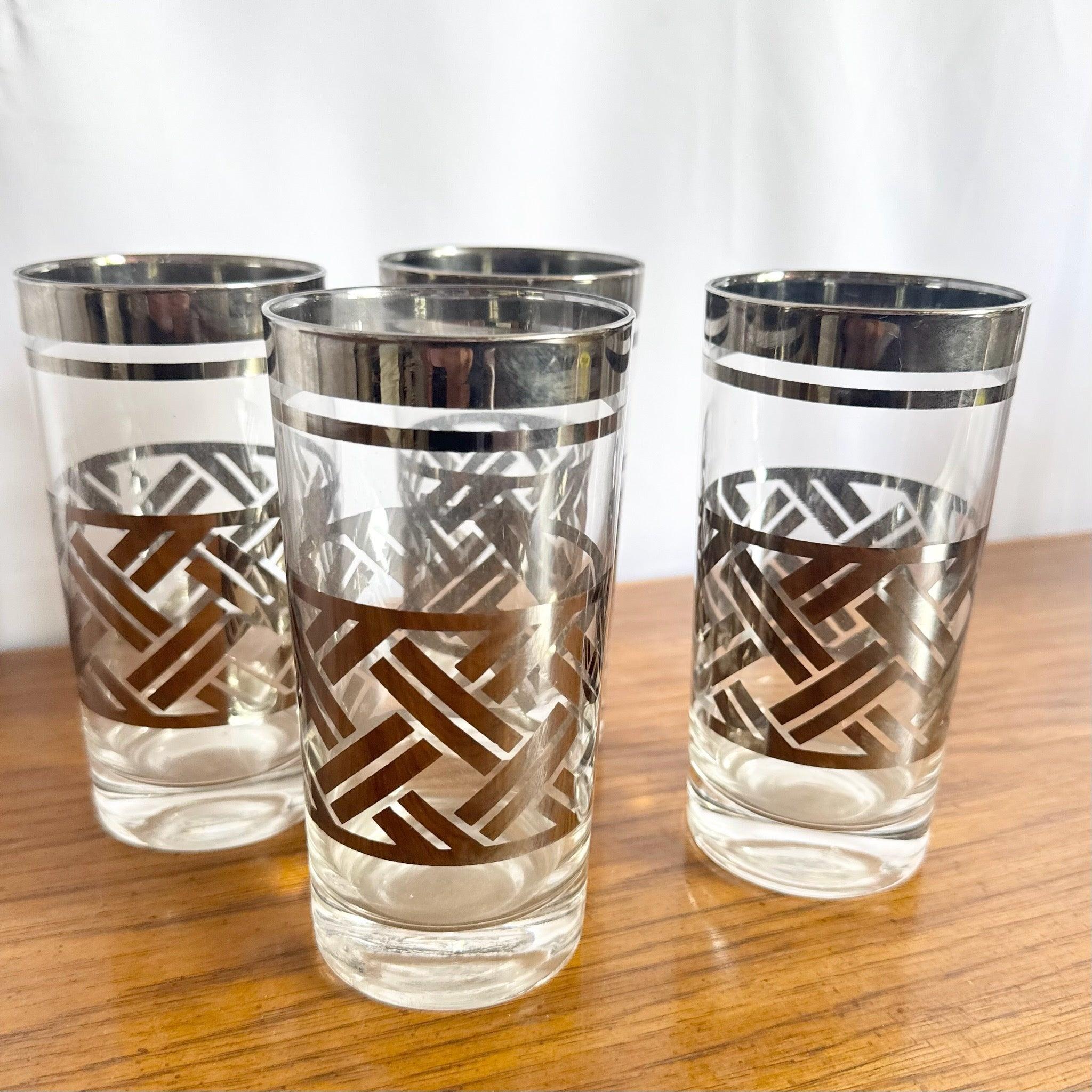 Verres à cocktail Highball à bord argenté et tressé, de style moderne du milieu du siècle dernier en vente 2