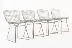 Mid Century Modern Silver Wire Dining Side Chairs by Harry Bertoia for Knoll