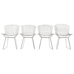 Mid Century Modern Silver Wire Dining Side Chairs by Harry Bertoia for Knoll