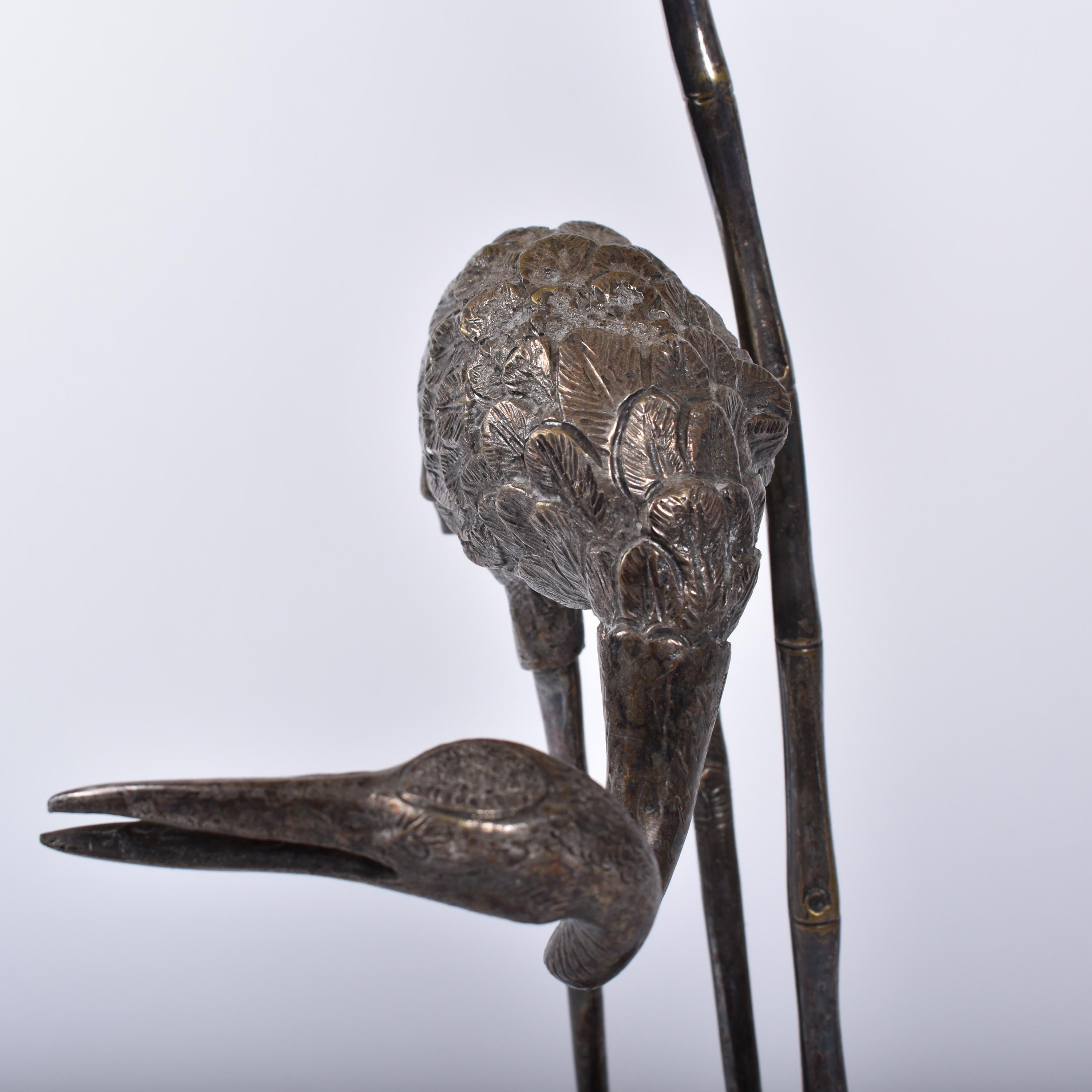 Mid-20th Century Mid-Century Modern Silvered Ibis Table Lamp by Maison Baguès, France, 1960
