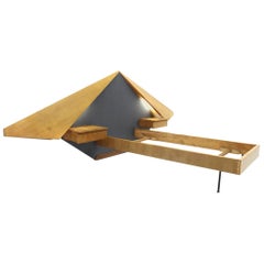 Mid-Century Modern Single Bed with Integrated Lights and Nightstands by Luciano
