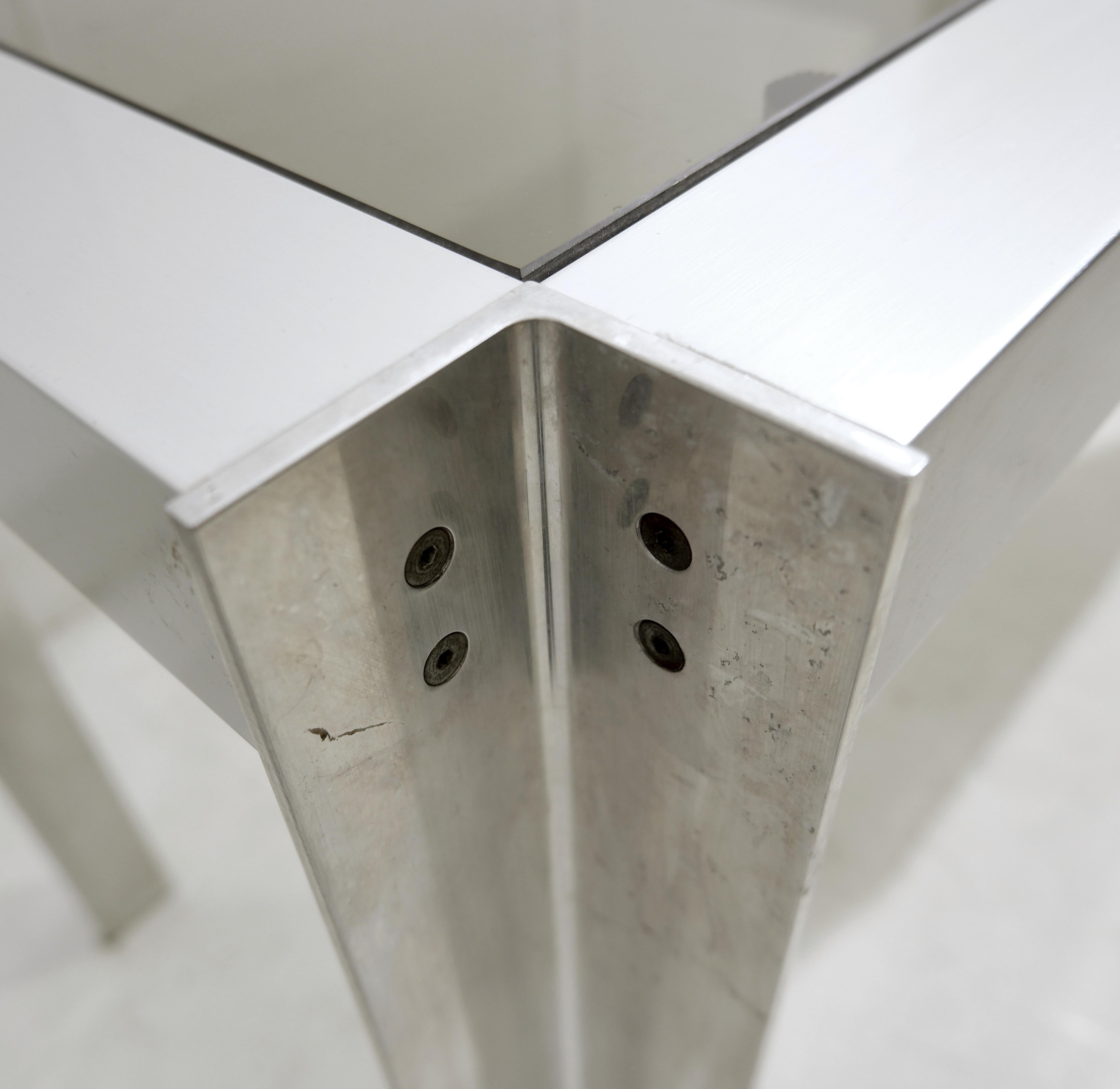European Mid-Century Modern Single Drawer Nickel Chromed Steel and Aluminium French Desk