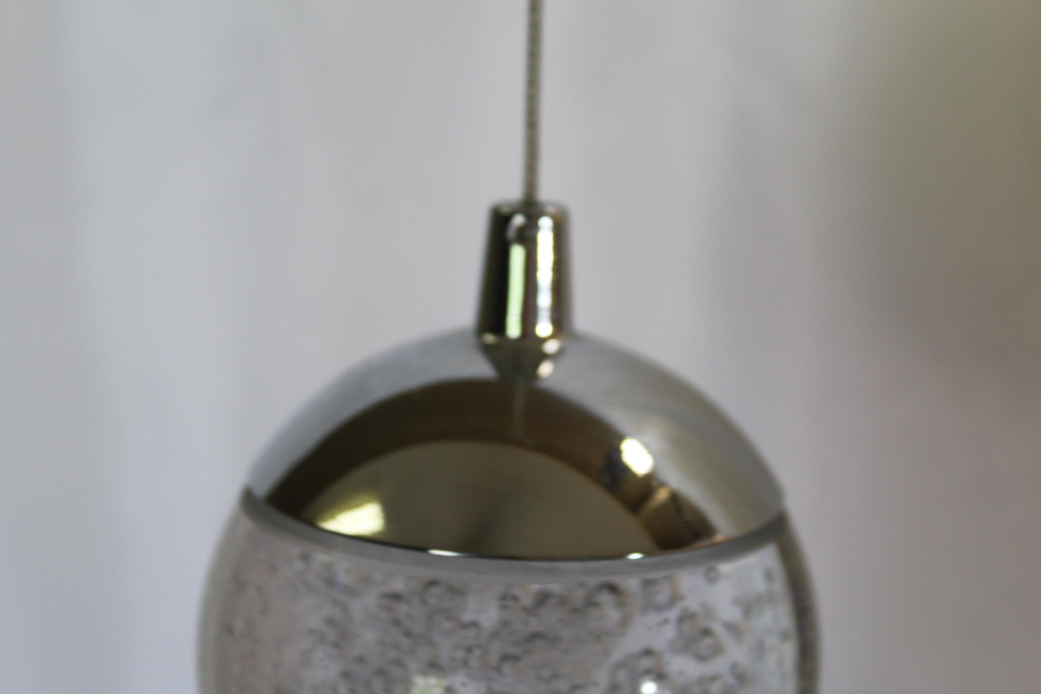 Cast Mid Century Modern Single Glass Orb pendant light ,  Italian  For Sale