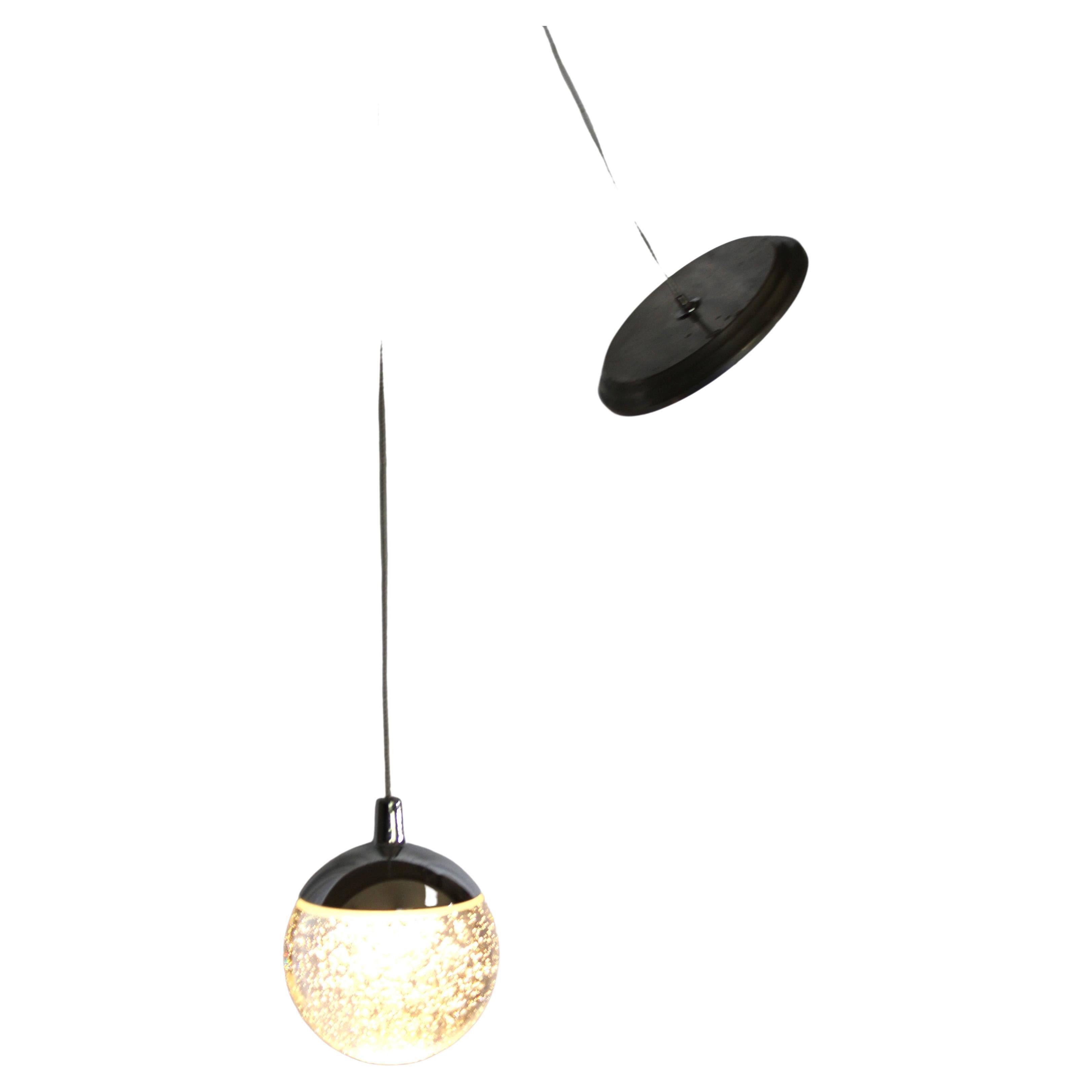 Mid Century Modern Single Glass Orb Pendelleuchte ,  Italienisch  im Angebot