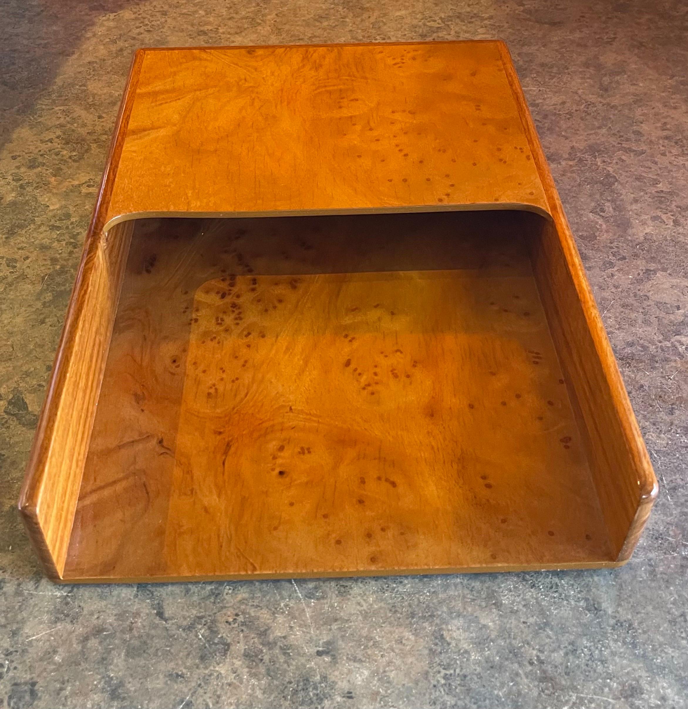 Mid-Century Modern Single Letter Tray in Burlwwod In Good Condition For Sale In San Diego, CA