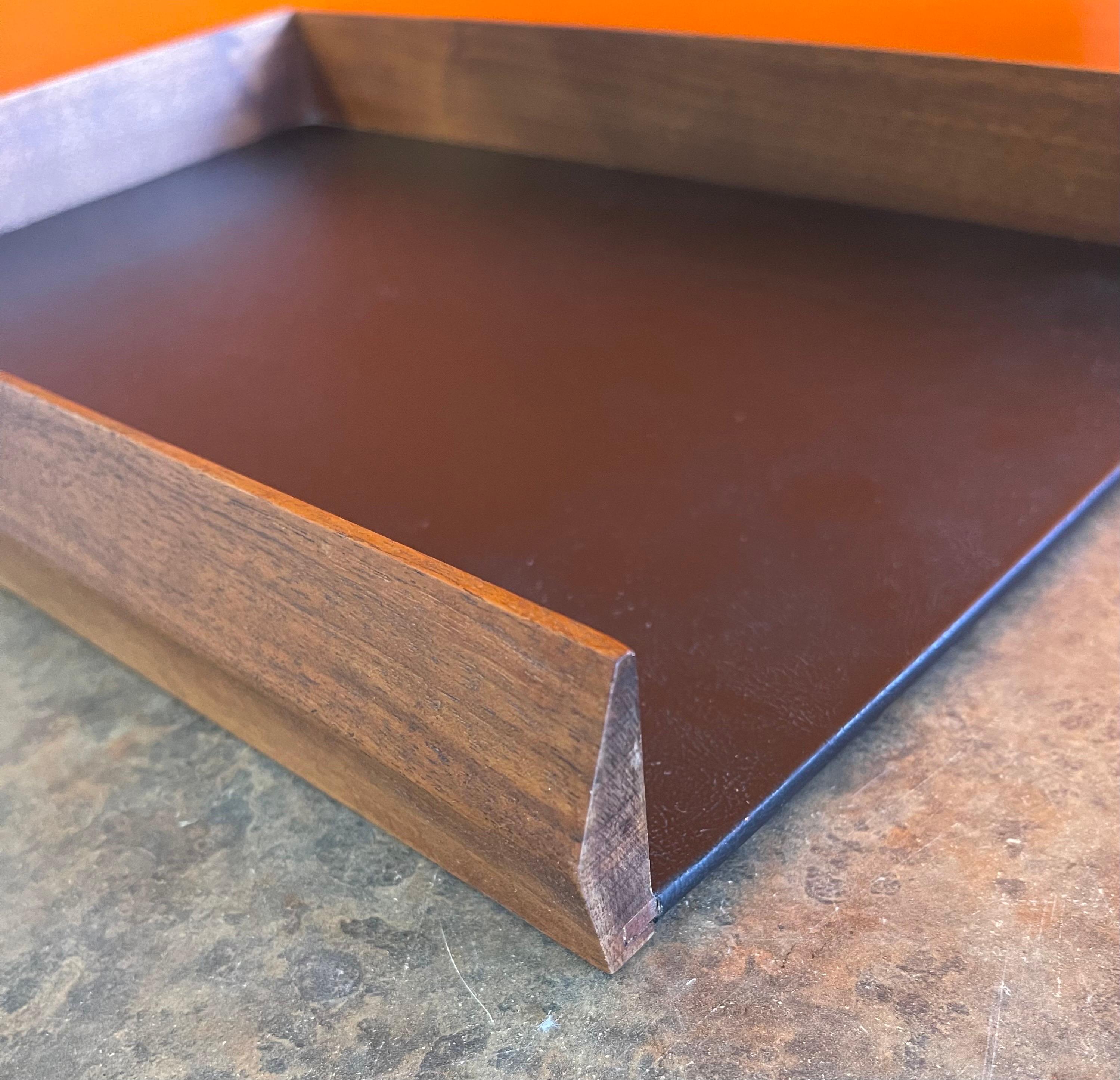 Mid-Century Modern Single Letter Tray in Walnut 7