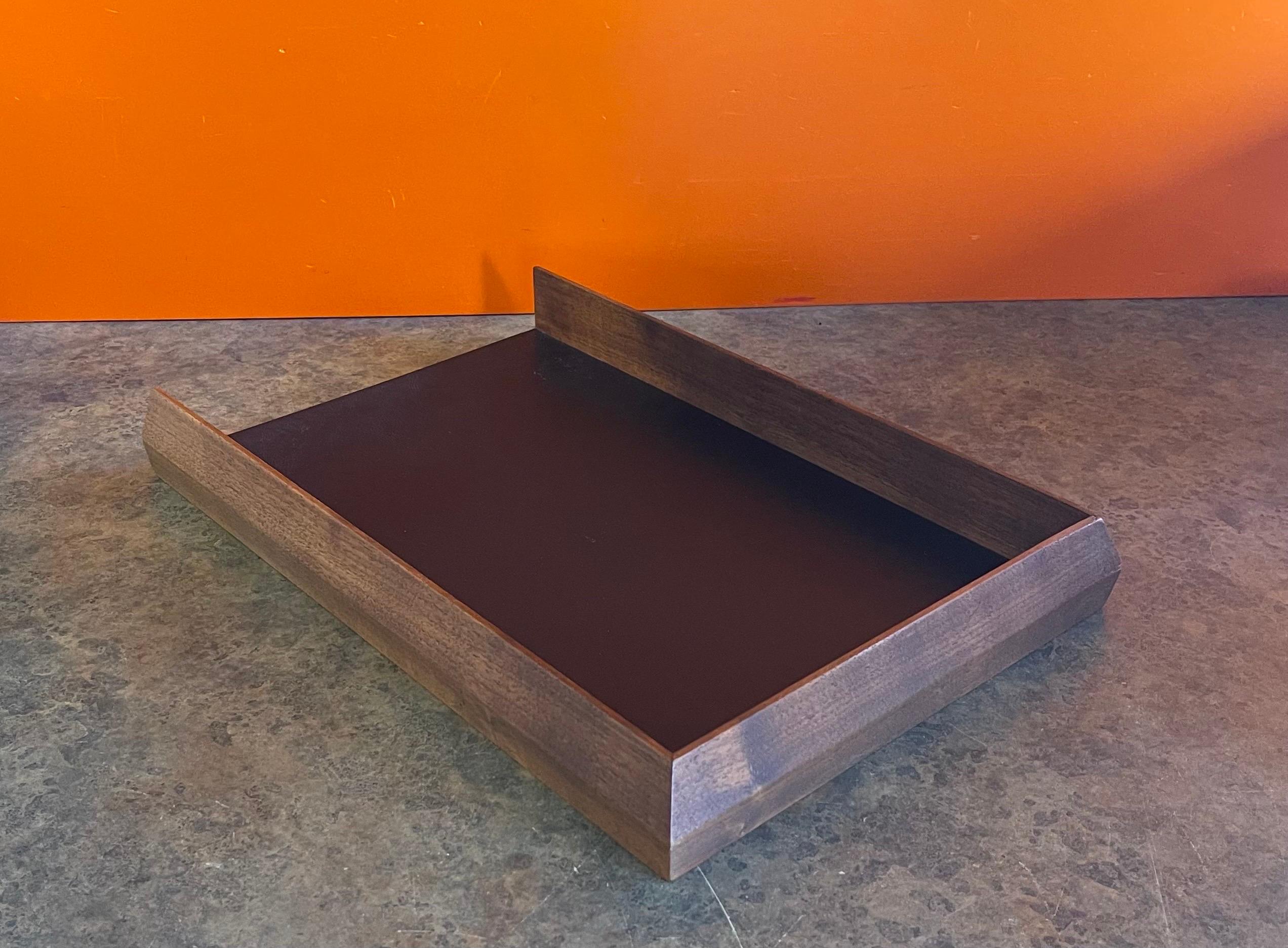 Mid-Century Modern Single Letter Tray in Walnut 2