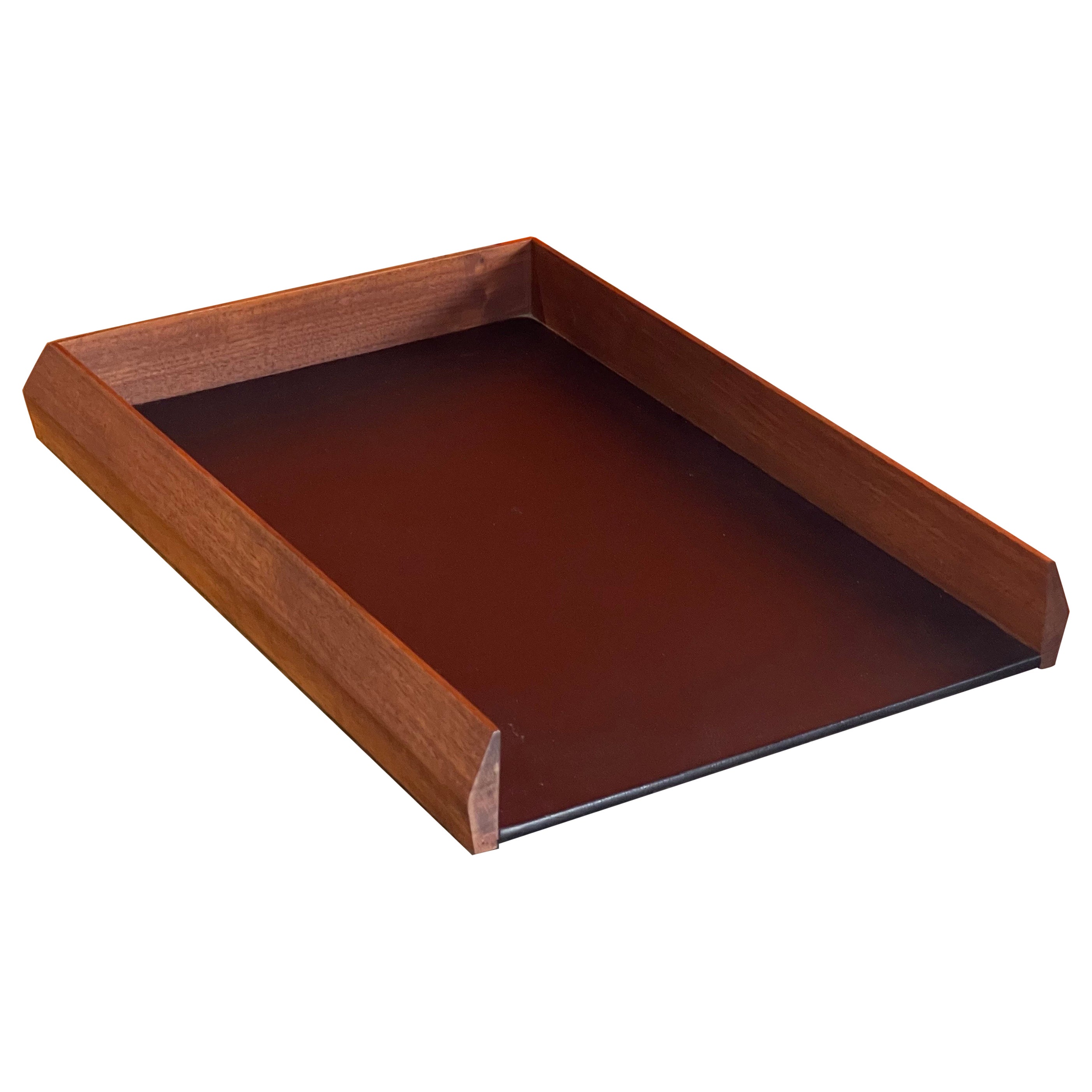 Mid-Century Modern Single Letter Tray in Walnut