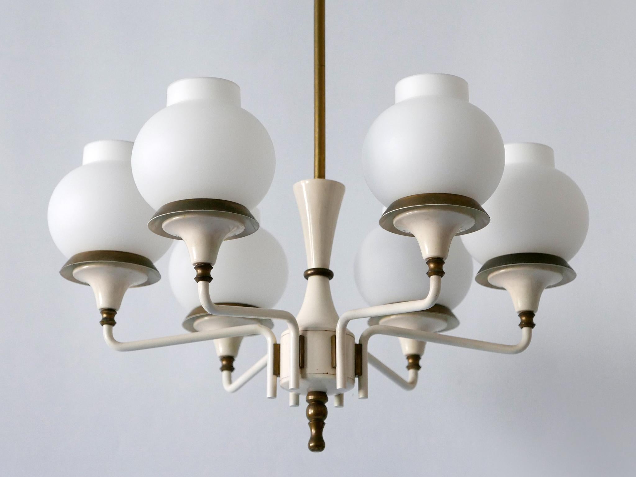 Mid-Century Modern Six-Armed Tulipan Pendant Lamp or Chandelier by Kaiser 1950s 3