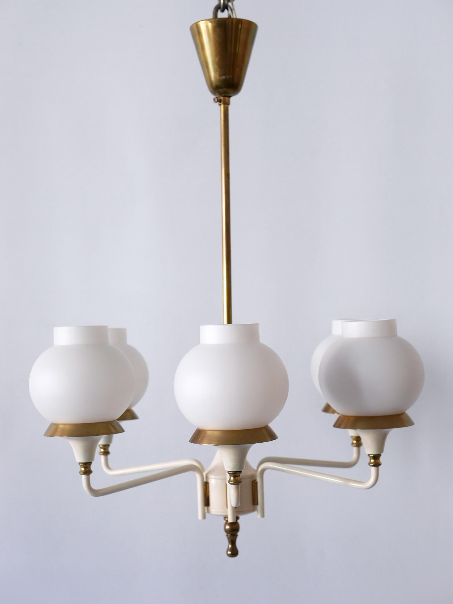 Mid-Century Modern Six-Armed Tulipan Pendant Lamp or Chandelier by Kaiser 1950s For Sale 4