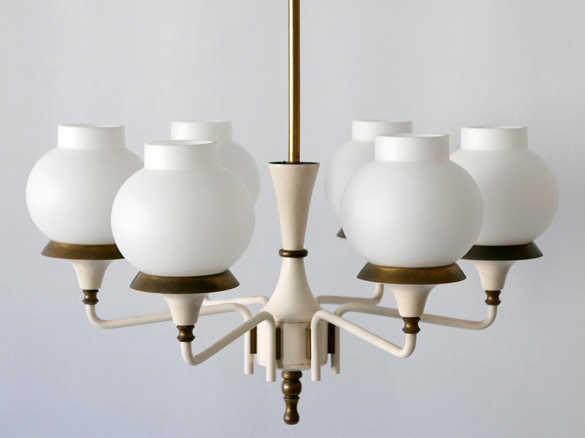 Mid-Century Modern Six-Armed Tulipan Pendant Lamp or Chandelier by Kaiser 1950s 5