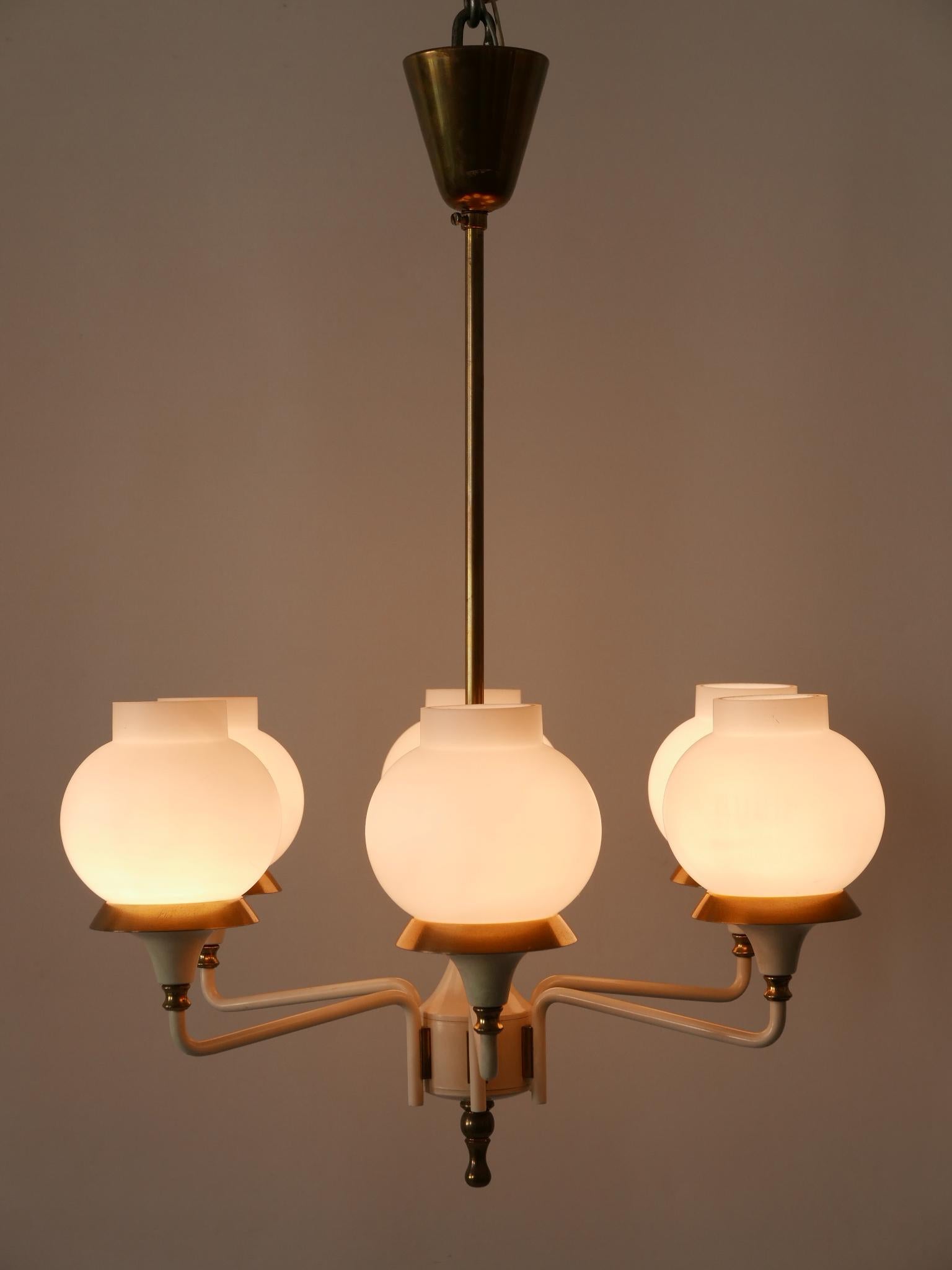 Lampada a sospensione o lampadario a sei braccia Tulipano di Kaiser del 1950, metà del secolo scorso in vendita 4