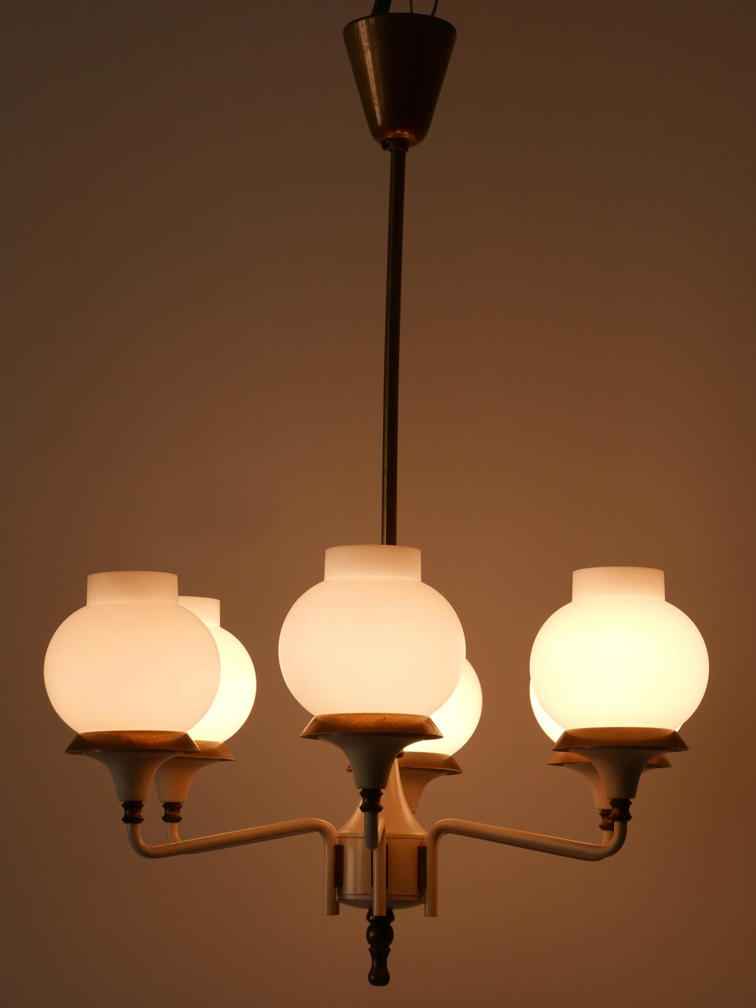 Mid-Century Modern Six-Armed Tulipan Pendant Lamp or Chandelier by Kaiser 1950s 6