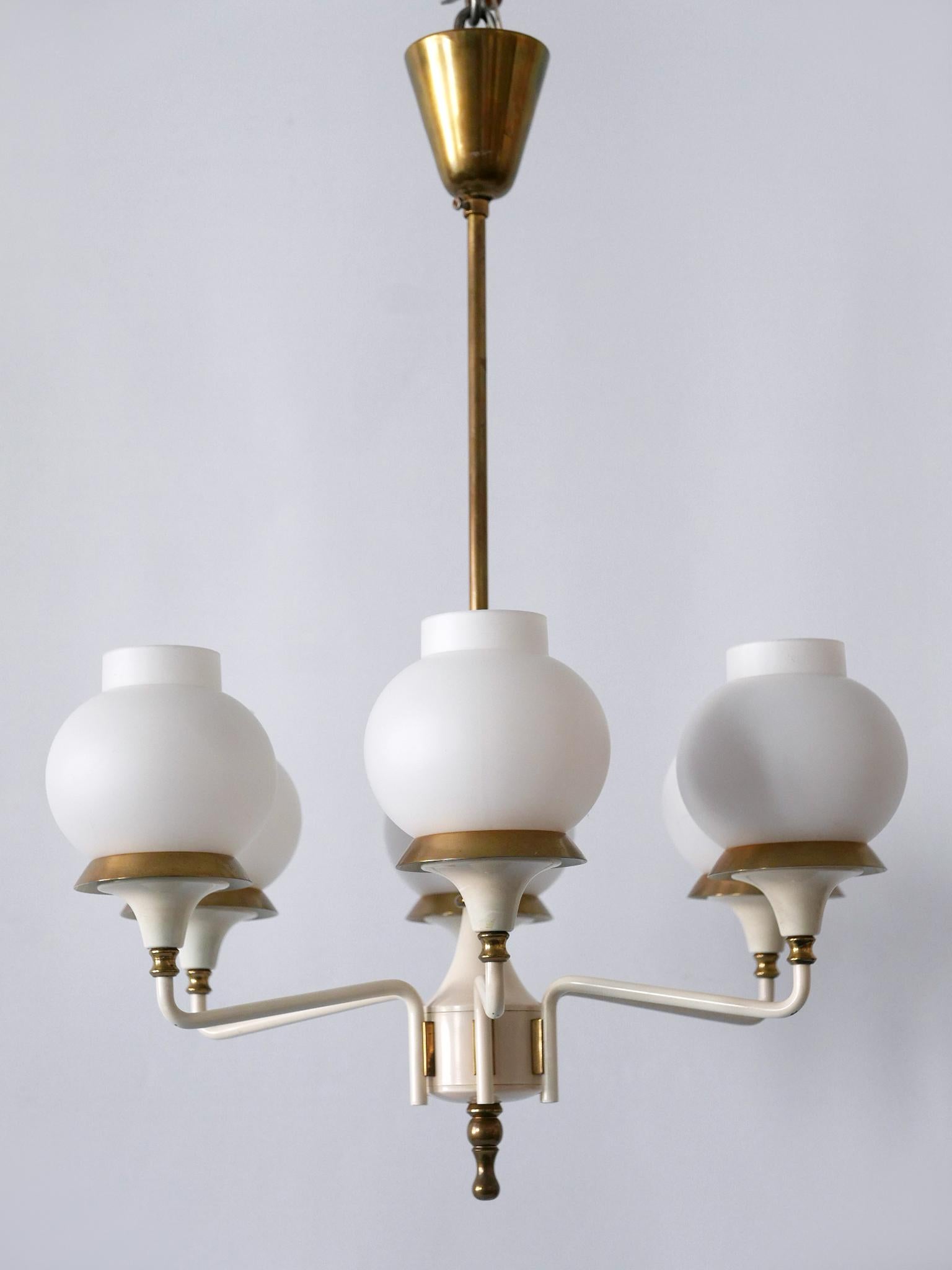 Lampada a sospensione o lampadario a sei braccia Tulipano di Kaiser del 1950, metà del secolo scorso in vendita 5