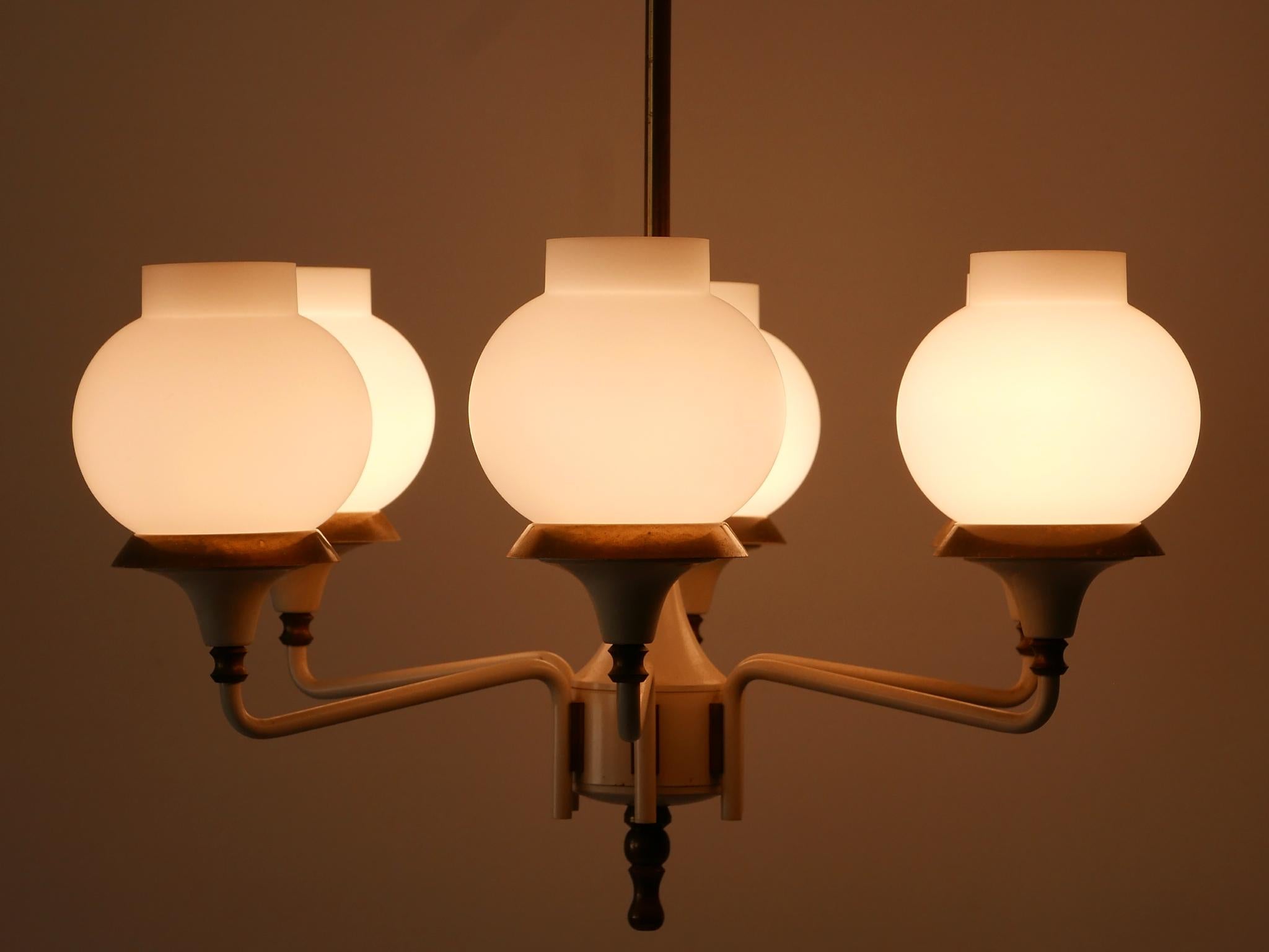 Mid-Century Modern Six-Armed Tulipan Pendant Lamp or Chandelier by Kaiser 1950s 7