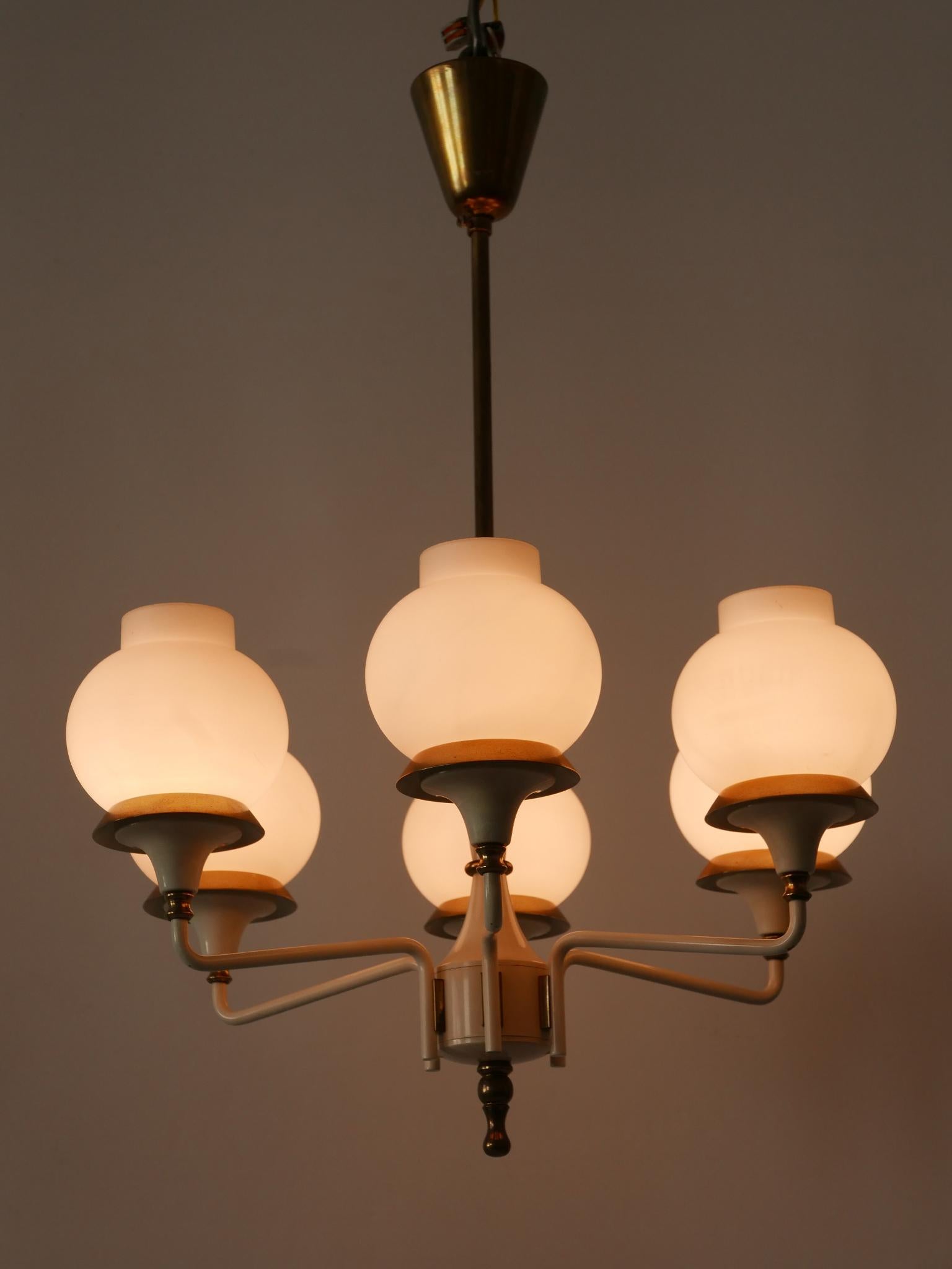 Mid-Century Modern Six-Armed Tulipan Pendant Lamp or Chandelier by Kaiser 1950s For Sale 7