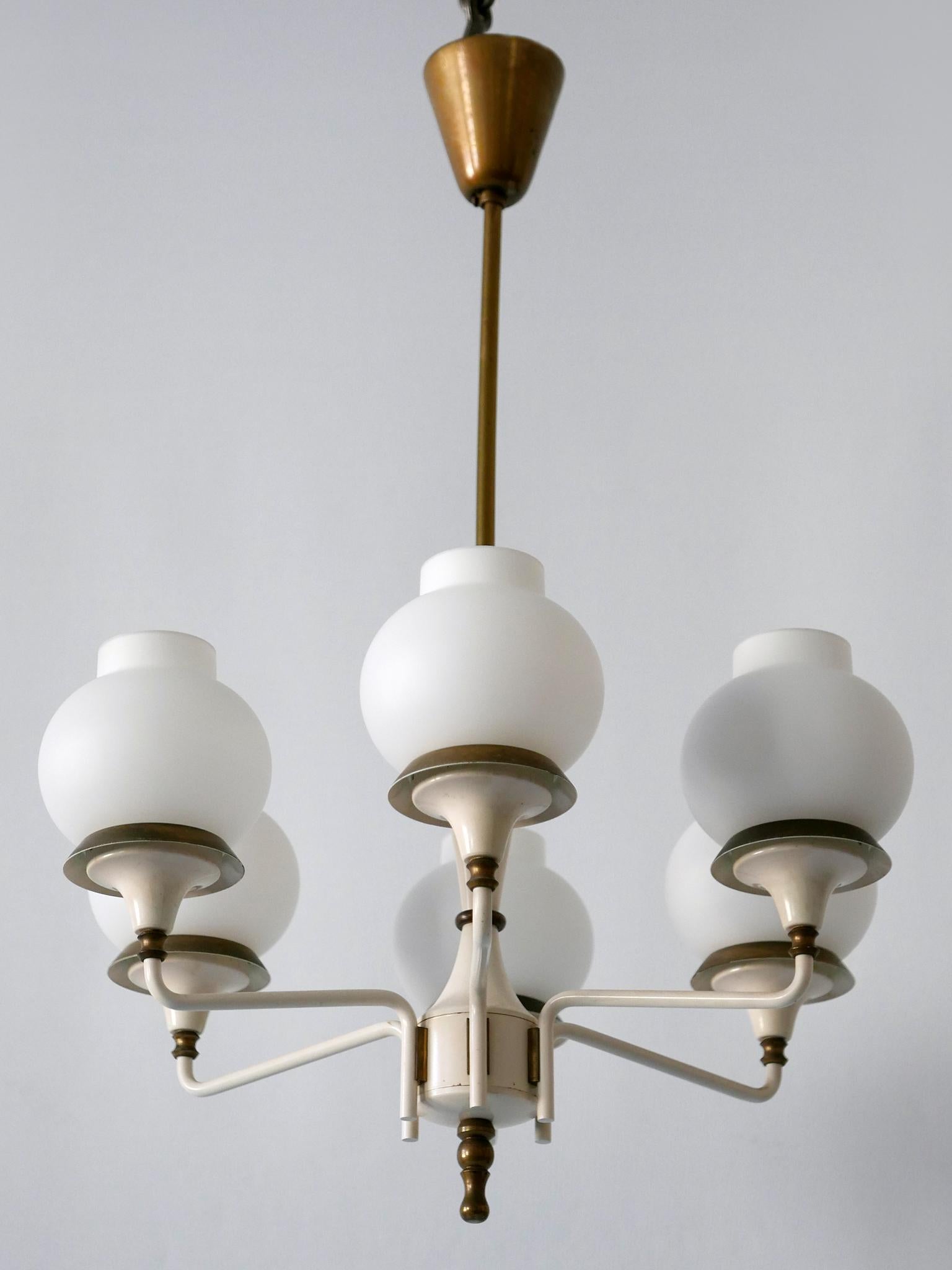 Mid-Century Modern Six-Armed Tulipan Pendant Lamp or Chandelier by Kaiser 1950s 8