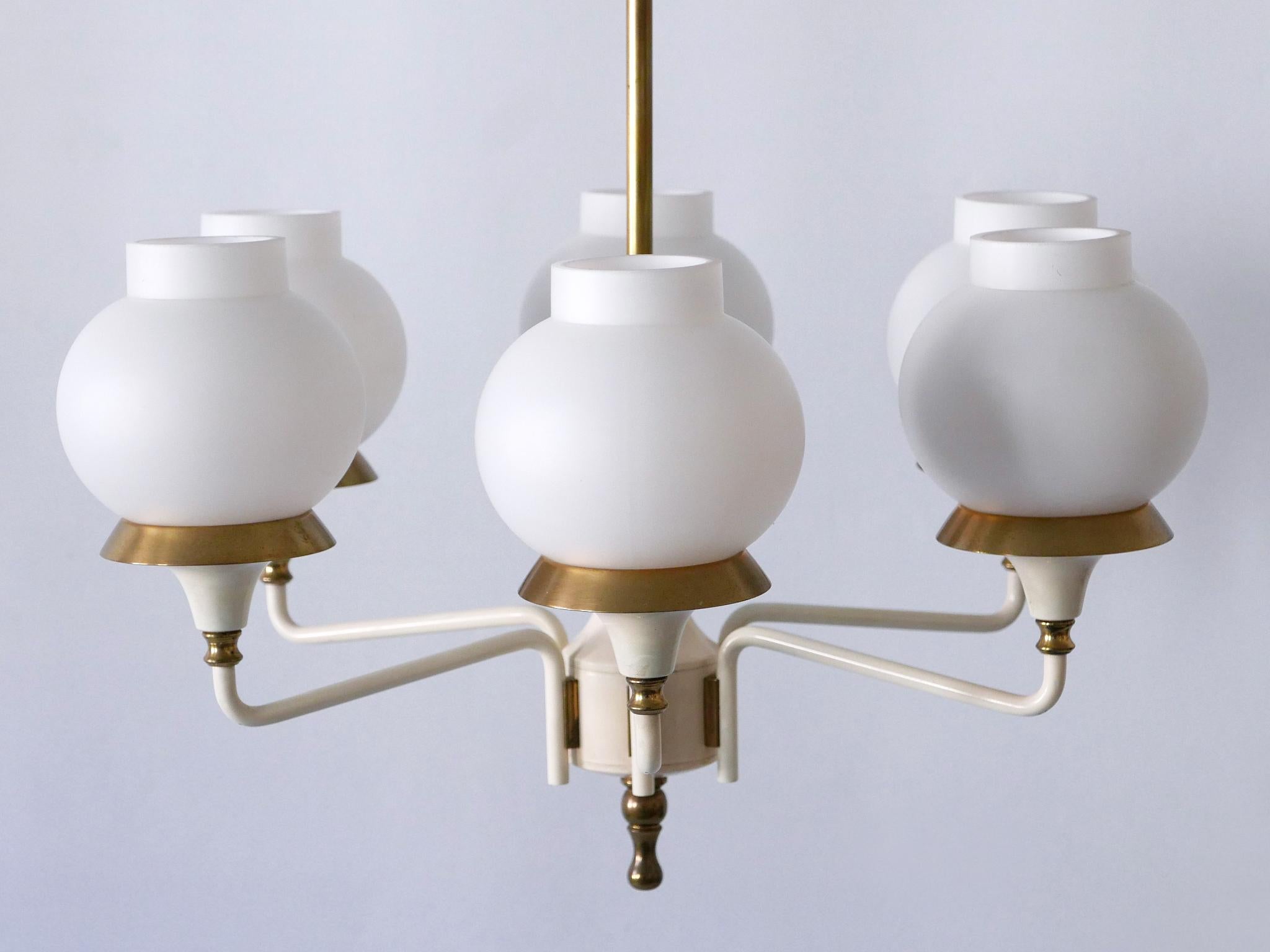 Mid-Century Modern Six-Armed Tulipan Pendant Lamp or Chandelier by Kaiser 1950s For Sale 8