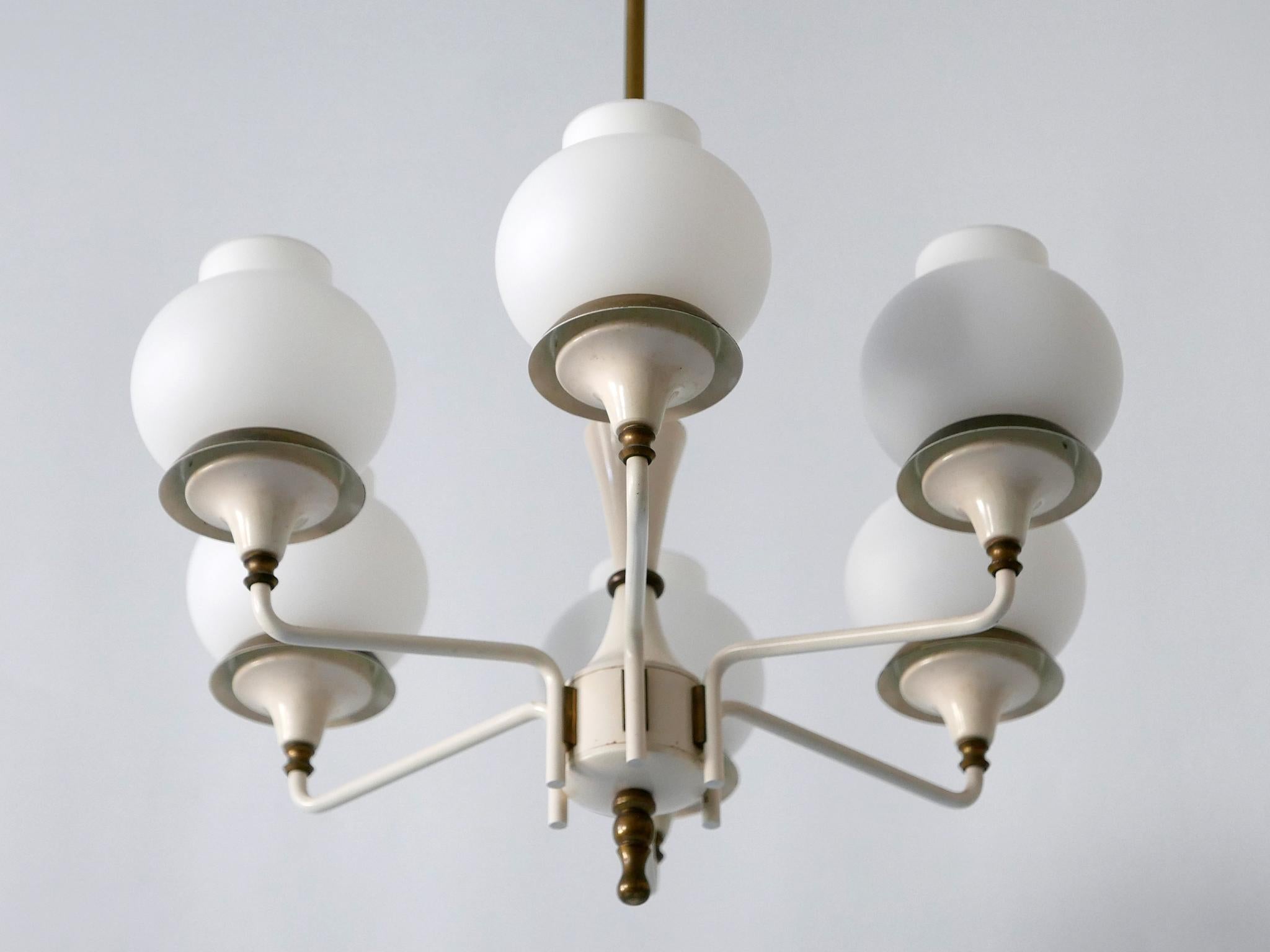 Mid-Century Modern Six-Armed Tulipan Pendant Lamp or Chandelier by Kaiser 1950s 9