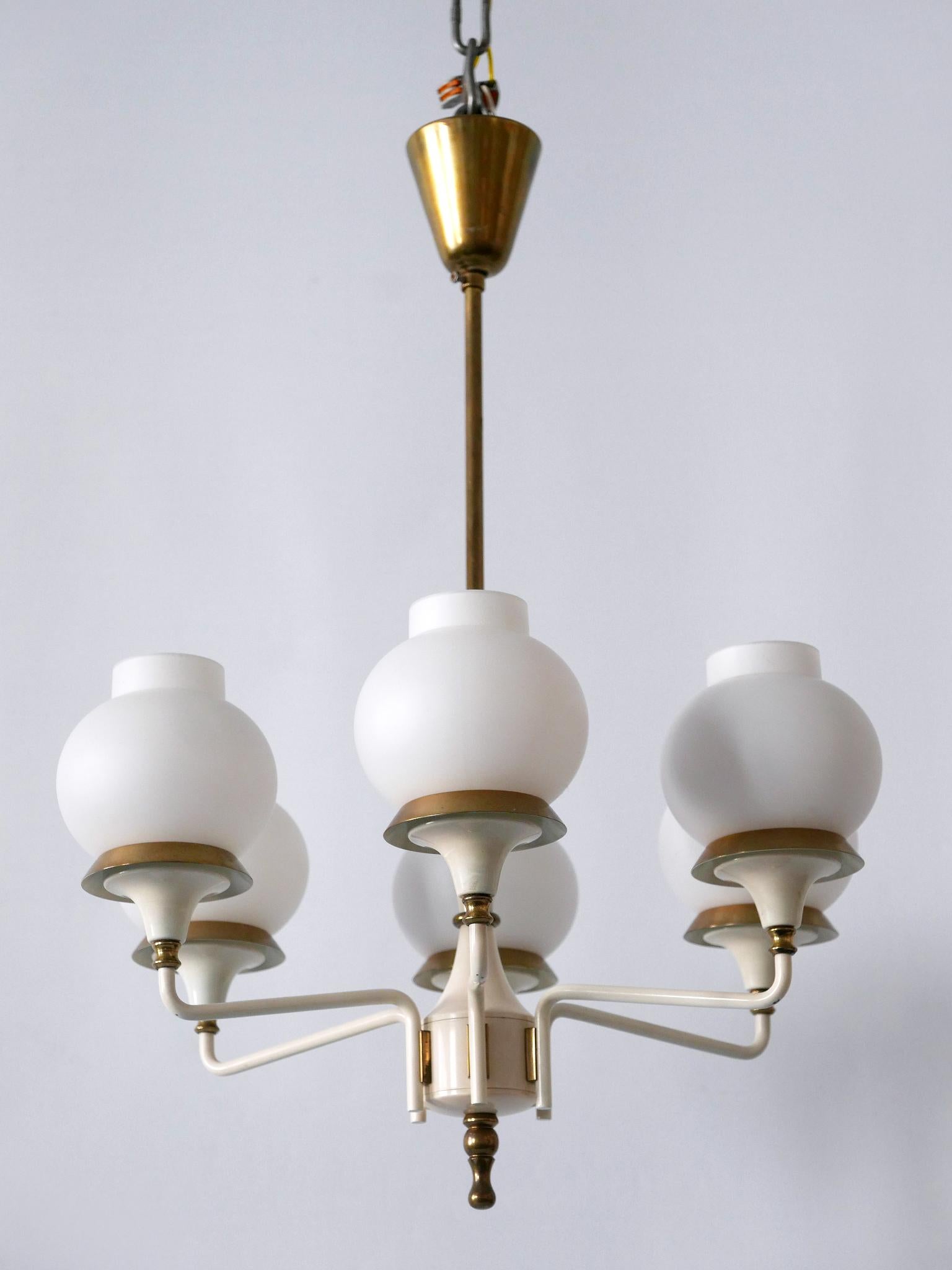 Mid-Century Modern Six-Armed Tulipan Pendant Lamp or Chandelier by Kaiser 1950s For Sale 9